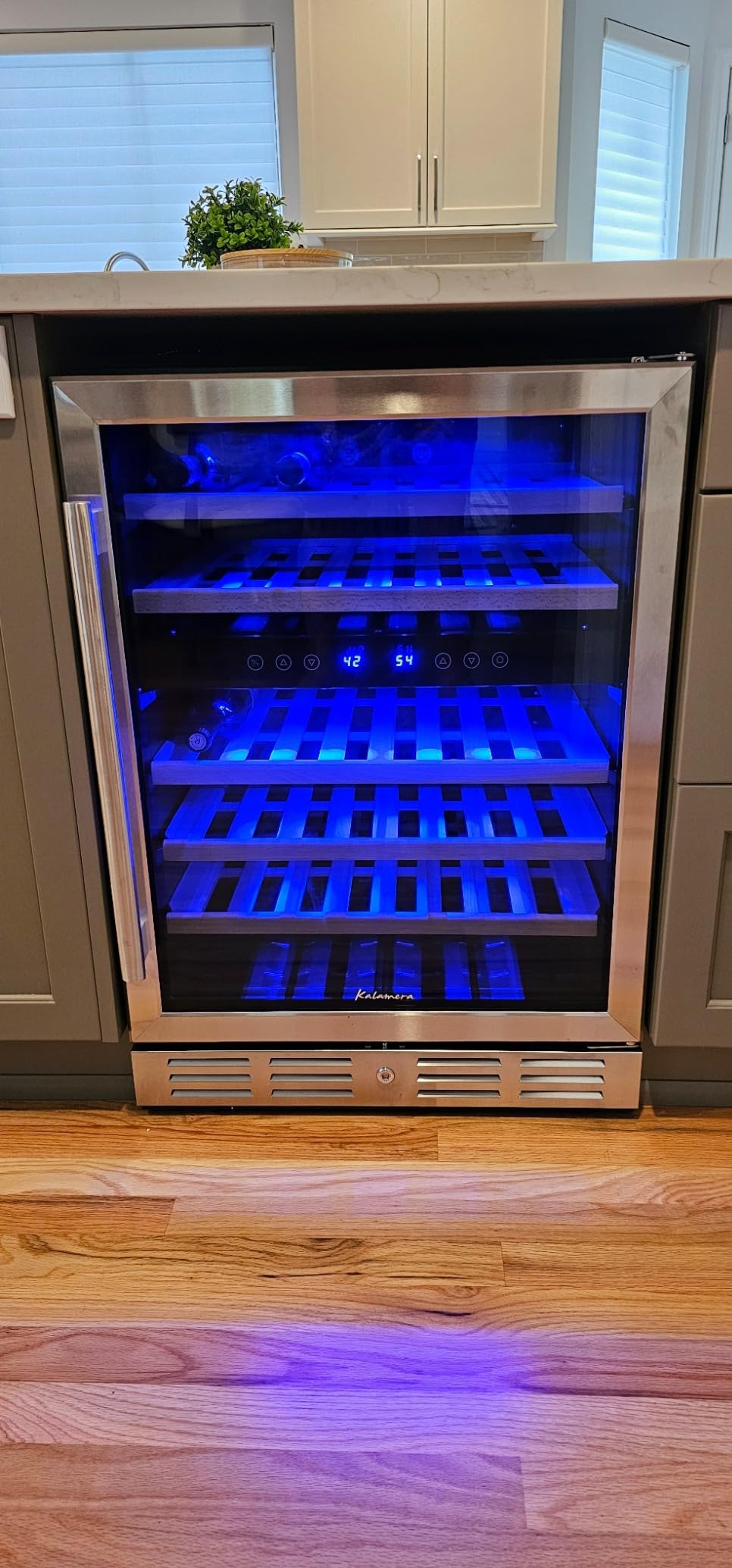 Kalamera 24 inch Wine Cooler, 37 Bottle Dual Zone Built-in or Freestanding | Wine Fridge with Stainless Steel Reversible Glass Door customer photo 2