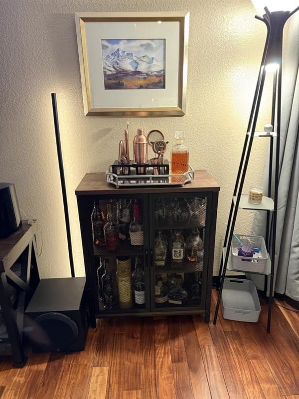 BON AUGURE Coffee Bar Cabinet for Liquor, Small Storage Cabinet for Home Kitchen, Farmhouse Sideboard Buffet Cabinets, Industrial Alcohol Cabinets customer photo 1