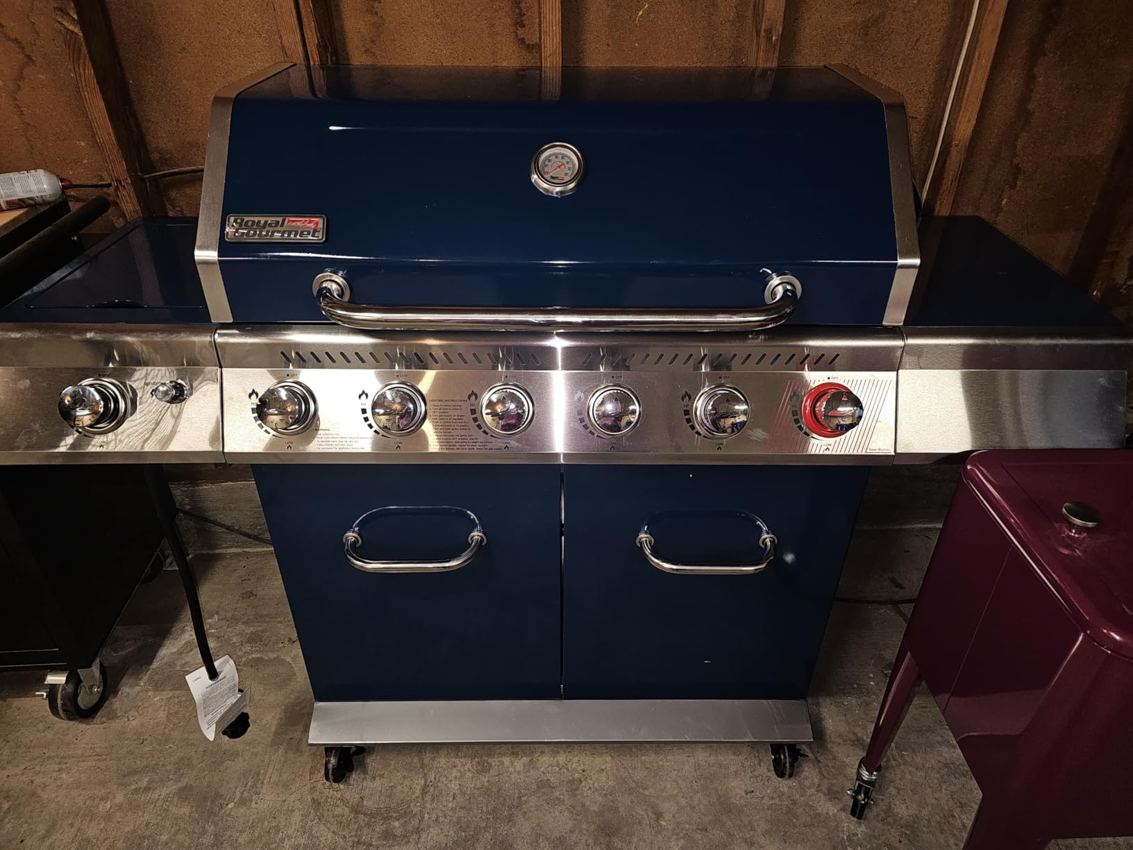 Royal Gourmet GA6402B 6 Burner Propane Gas Grill with Side Burner and Warming Rack, 74,000 BTUs, Cabinet Style Gas BBQ Grill for Barbecue Grilling & Backyard Cooking, Blue customer photo 1