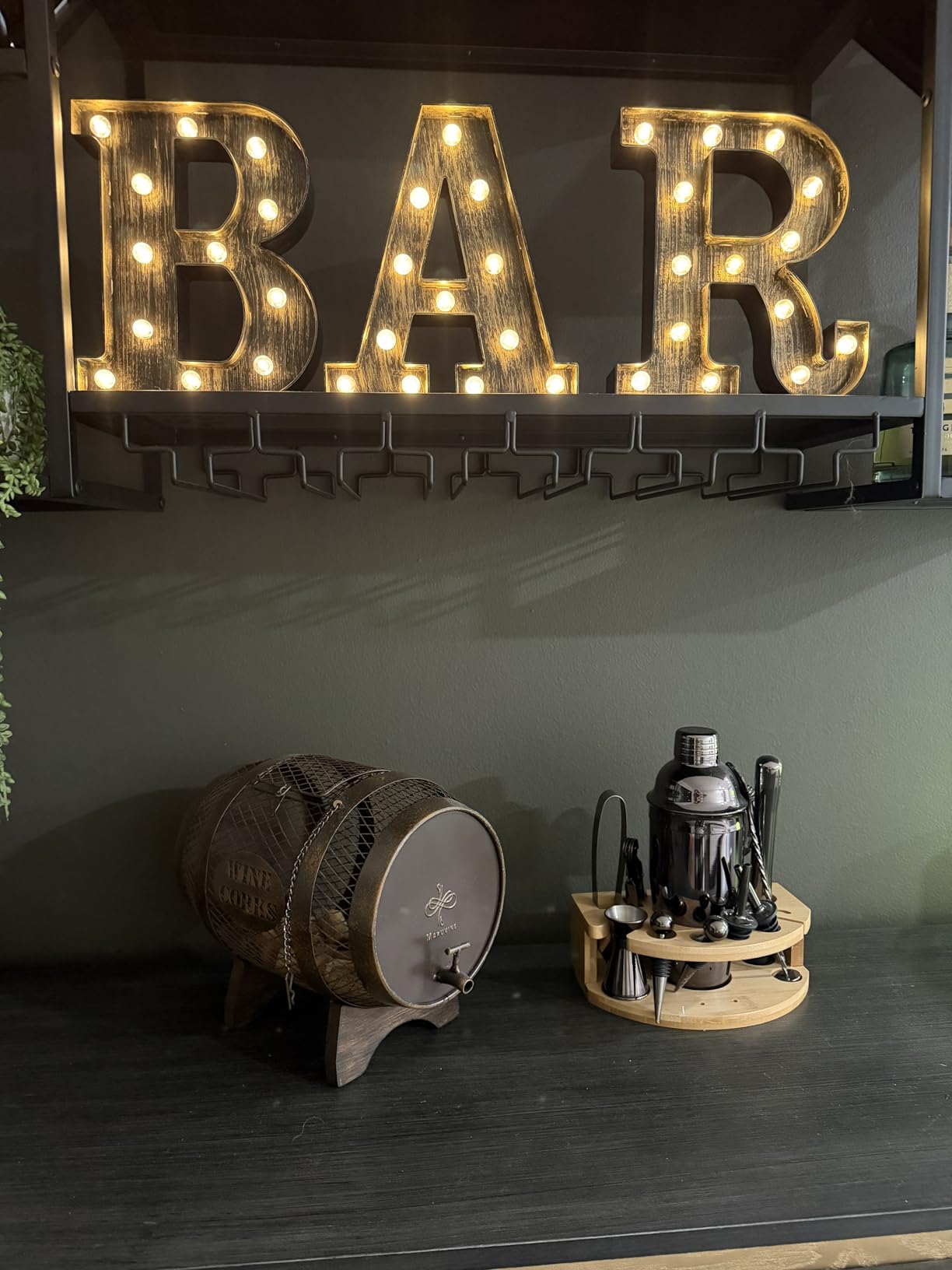 Rustic Metal Large Barrel Wine Cork Holder Display On Wooden Stand, Container for Display, Home Decor, Housewarming Gifts, Home Bar Decor, Wine Gifts, Engagement Gifts, Kitchen Decor customer photo 1