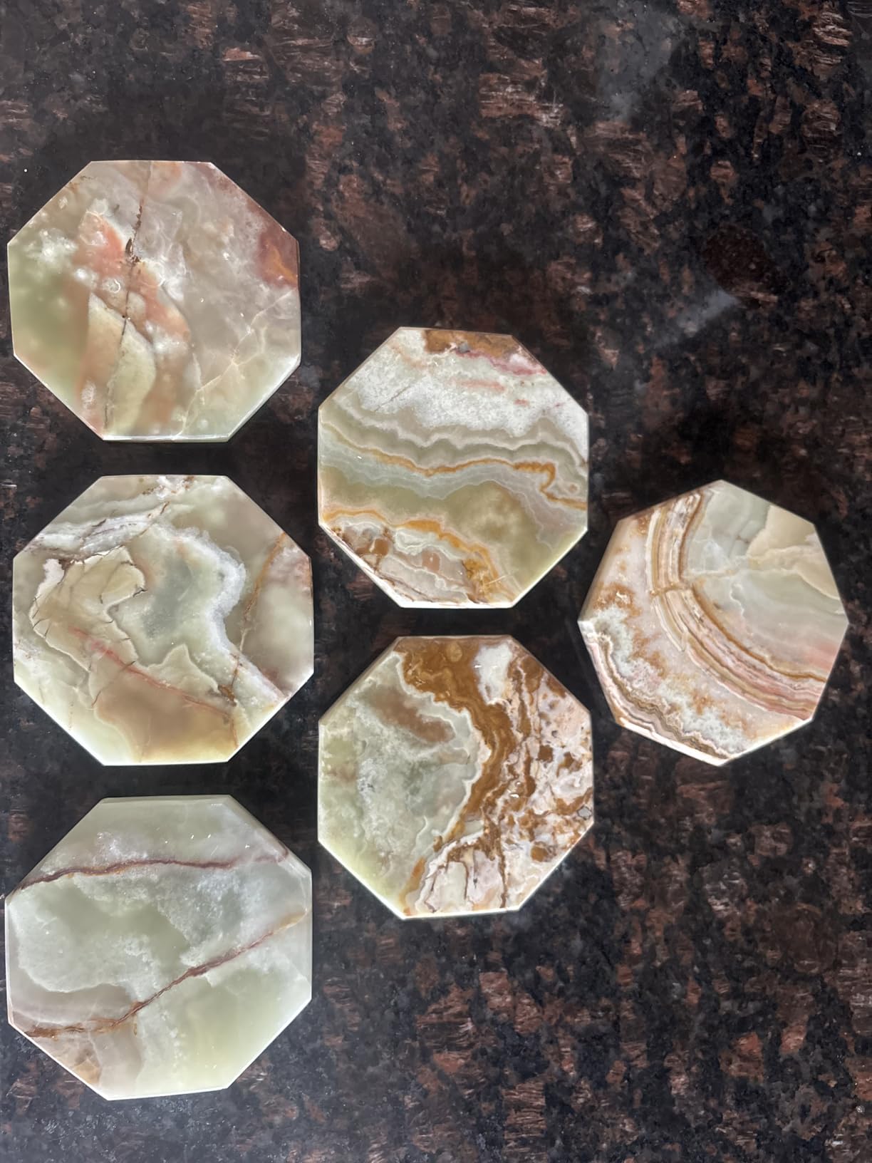 Radicaln Green Onyx Marble Coasters Set of 6 Handmade 3.5