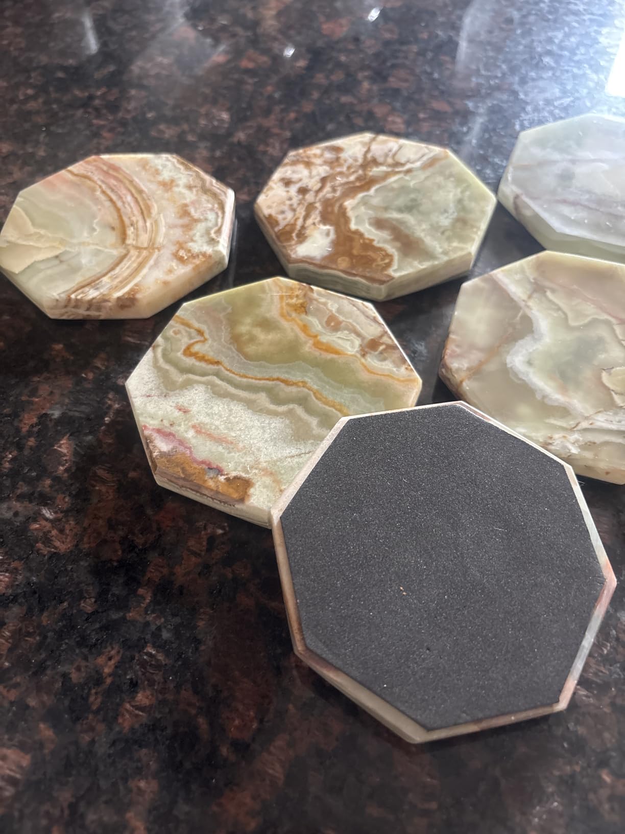 Radicaln Green Onyx Marble Coasters Set of 6 Handmade 3.5