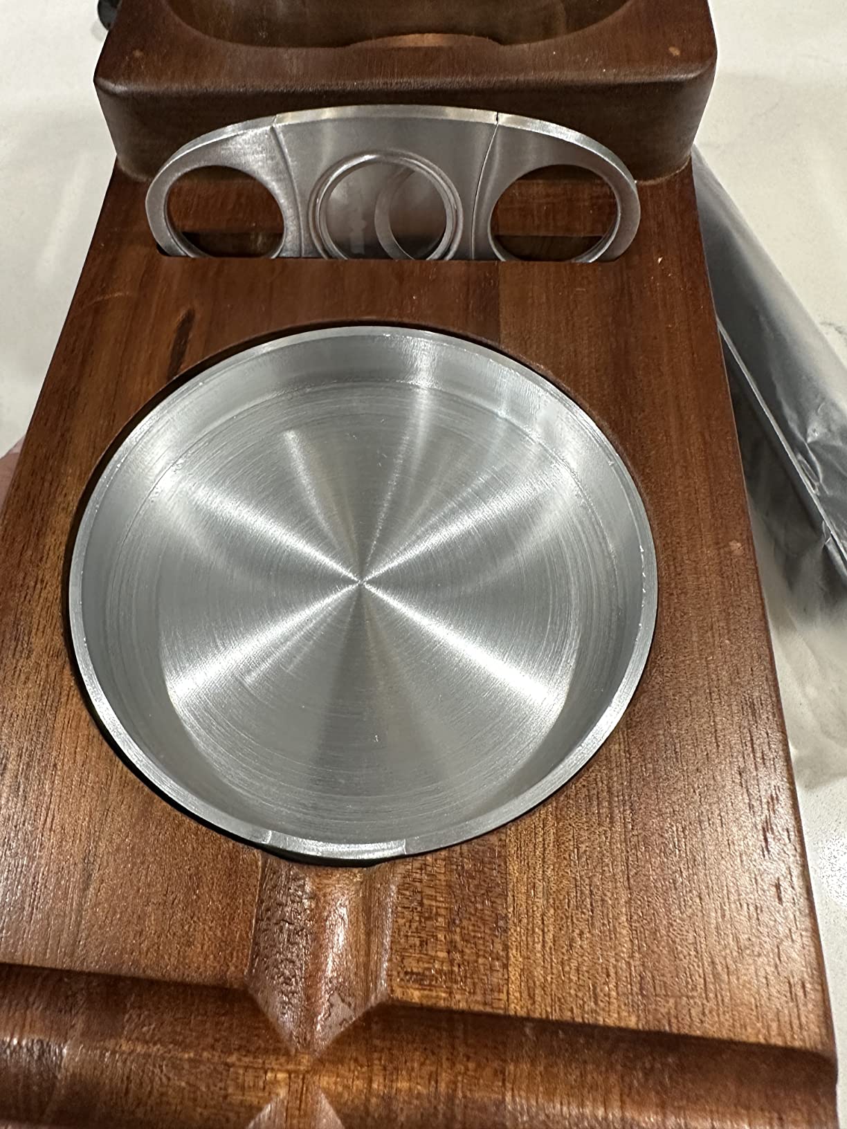 Cigar Humidor and Ashtray Set, Wooden Tray with Acrylic Humidor Jar, Cutter Holder, Drawer, Slot and Cigar Cutter Accessories, Home Gift Sets for Men customer photo 2