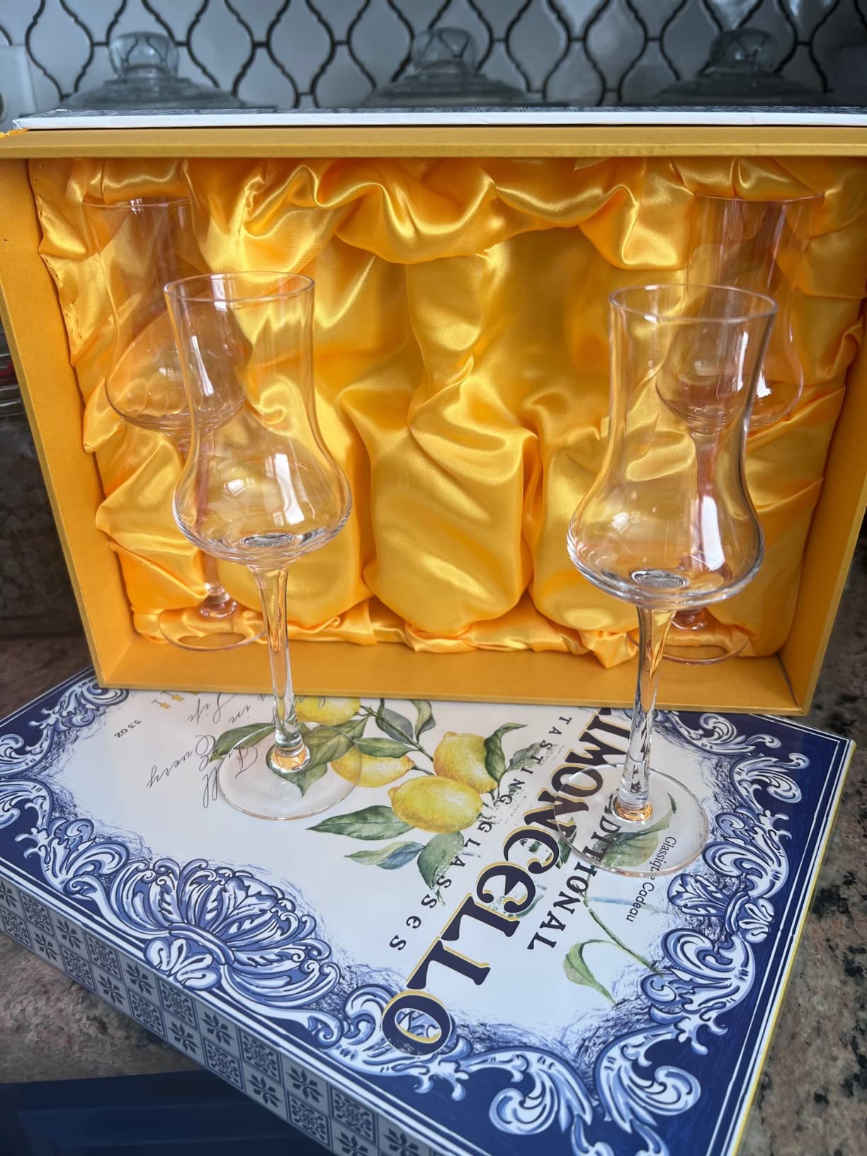 Crystal Limoncello Cordial Glasses | Set of 4 | Tall 3.3 oz Long Stemmed Spirit Glassware customer photo 2