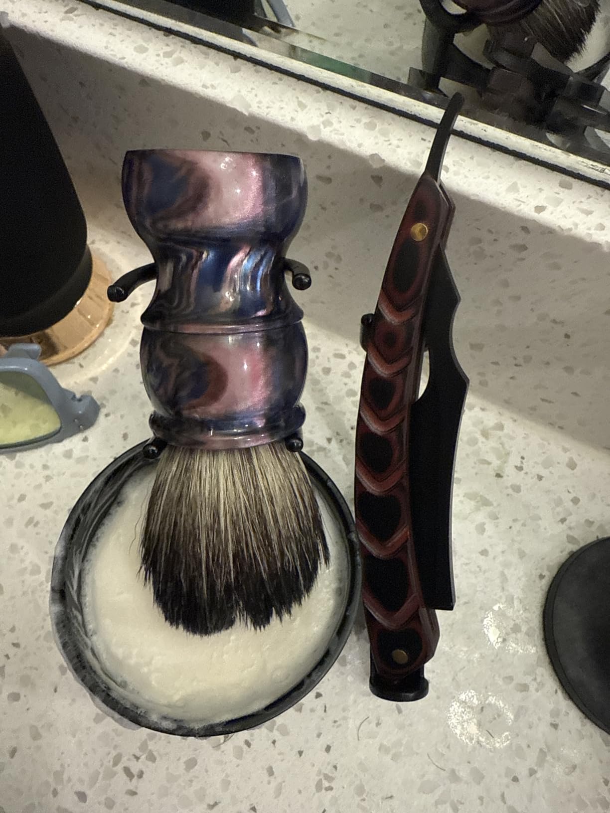Grandslam Shaving Straight Razor Kit, Steel Cutthroat Straight Razor With Leather Strop, Shaving Brush, Stainless Steel Shaving Bowl and Stand, Shaving Soap, Gift for Men customer photo 1