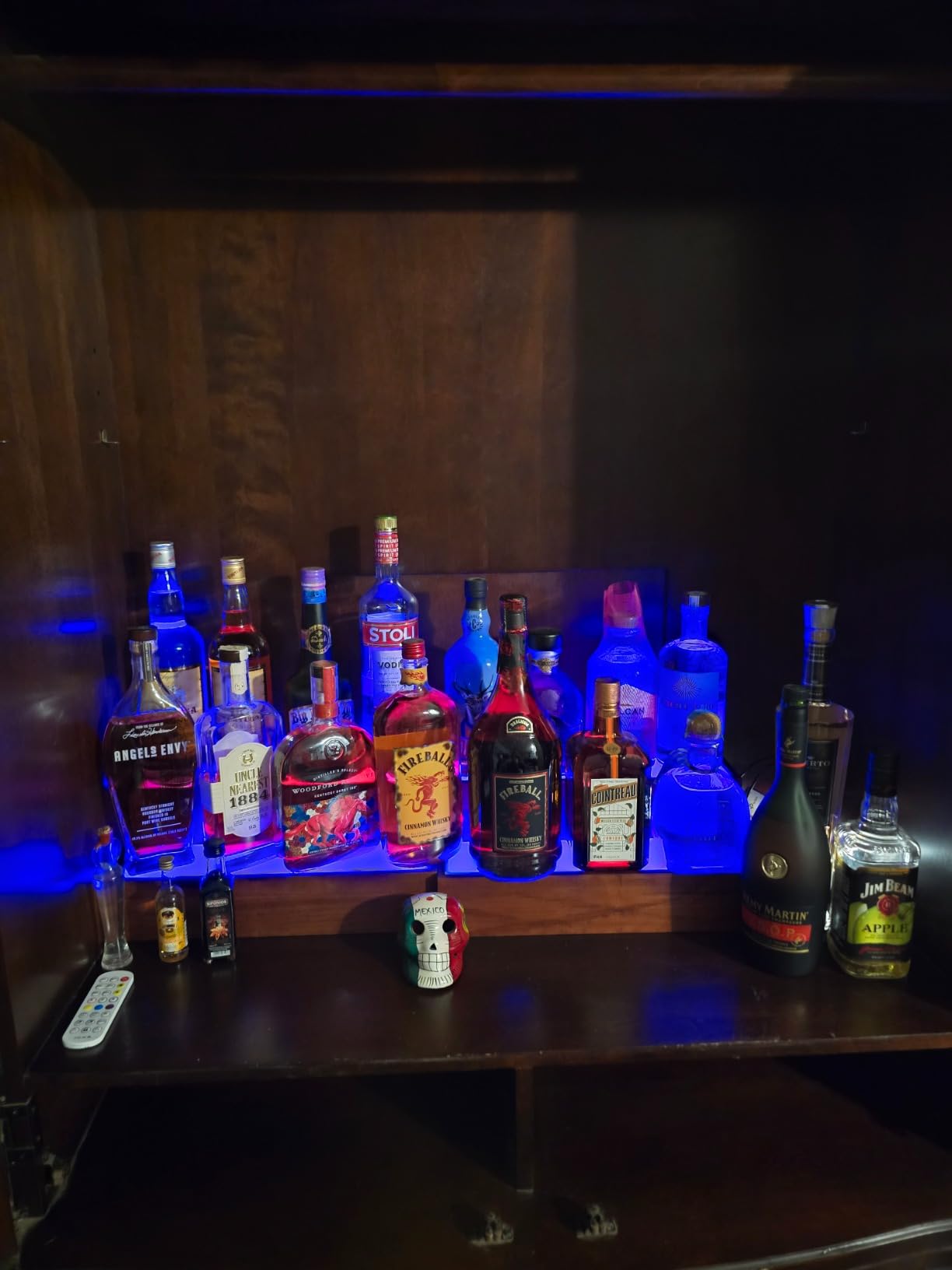 B4Life Liquor Bar Bottle Display Shelf, 2 Tier Real Wood Bar Shelves for Liquor Bottles, Bar Shelf for Liquor, Liquor Shelf for Home Bar Liquor Shelves Bottle Display (Wood Bar Shelf) customer photo 1
