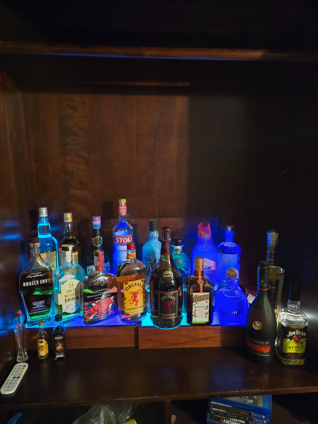 B4Life Liquor Bar Bottle Display Shelf, 2 Tier Real Wood Bar Shelves for Liquor Bottles, Bar Shelf for Liquor, Liquor Shelf for Home Bar Liquor Shelves Bottle Display (Wood Bar Shelf) customer photo 2