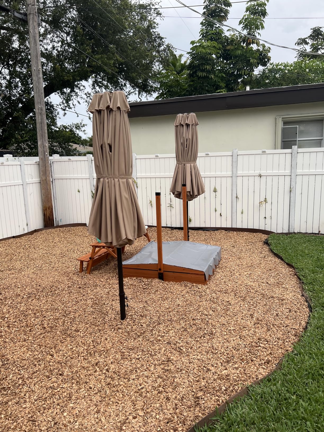 SUPERJARE 13FT Outdoor Patio Umbrella with Base Included, Double Sided Pool Umbrellas with Fade Resistant Canopy, Large Table Umbrella for Deck, Market, Backyard - Beige customer photo 2