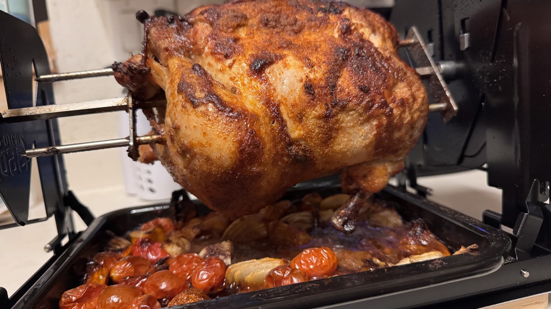 ROTO-Q 360 Family Rotisserie Kit - Non-Electric Wind-Up Spit Roaster with Tumble Basket, Flat Cage, Skewer Set & Mat for Grill, Oven, Smoker, Portable BBQ Cooking, Tailgating, or Camping Use customer photo 1
