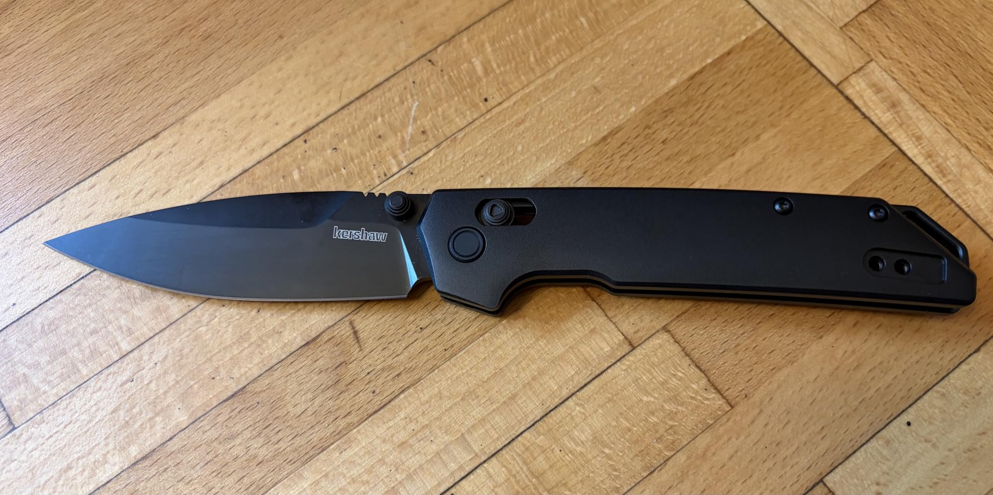 Kershaw Iridium Reverse Tanto Folding Pocket Knife, Sleek 3.4 inch D2 Steel Blade, DuraLock Locking Mechanism, Aluminum Handle, Designed in the USA customer photo 1