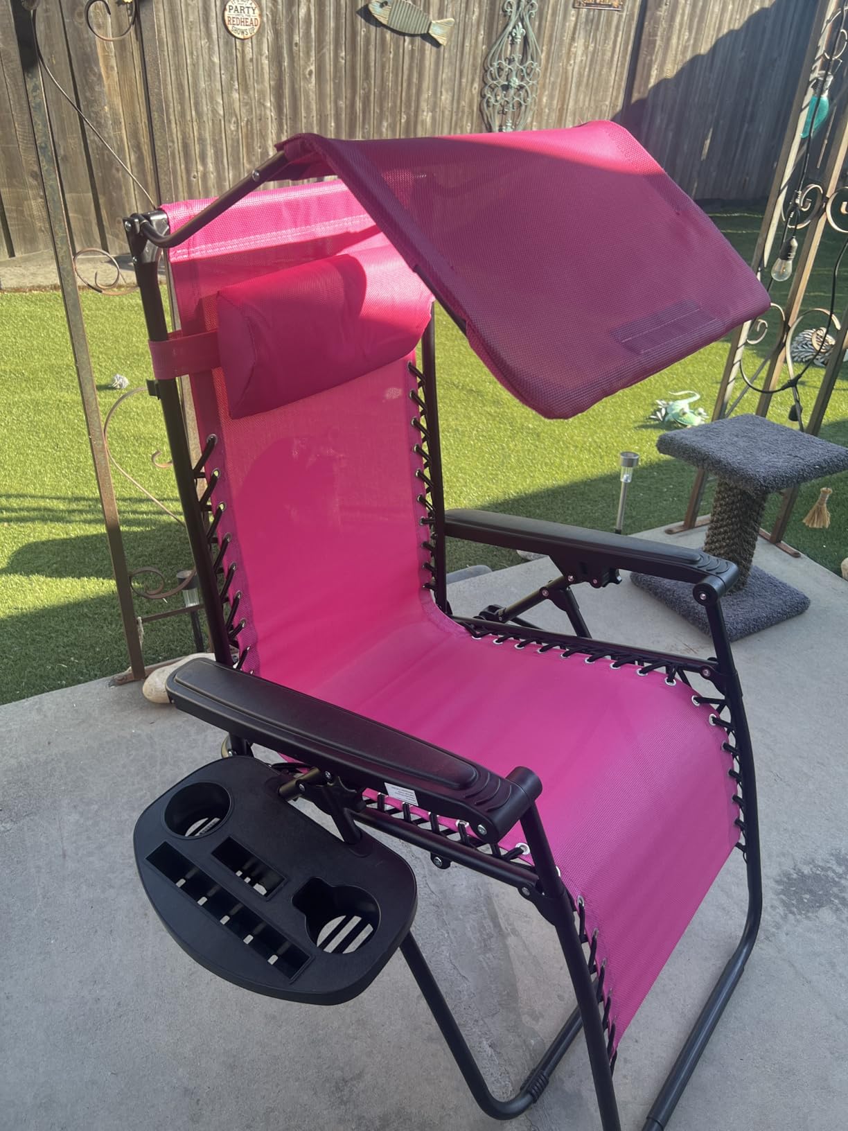 Best Choice Products Folding Zero Gravity Outdoor Recliner Patio Lounge Chair w/Adjustable Canopy Shade, Headrest, Side Accessory Tray, Textilene Mesh - Ice Gray customer photo 2