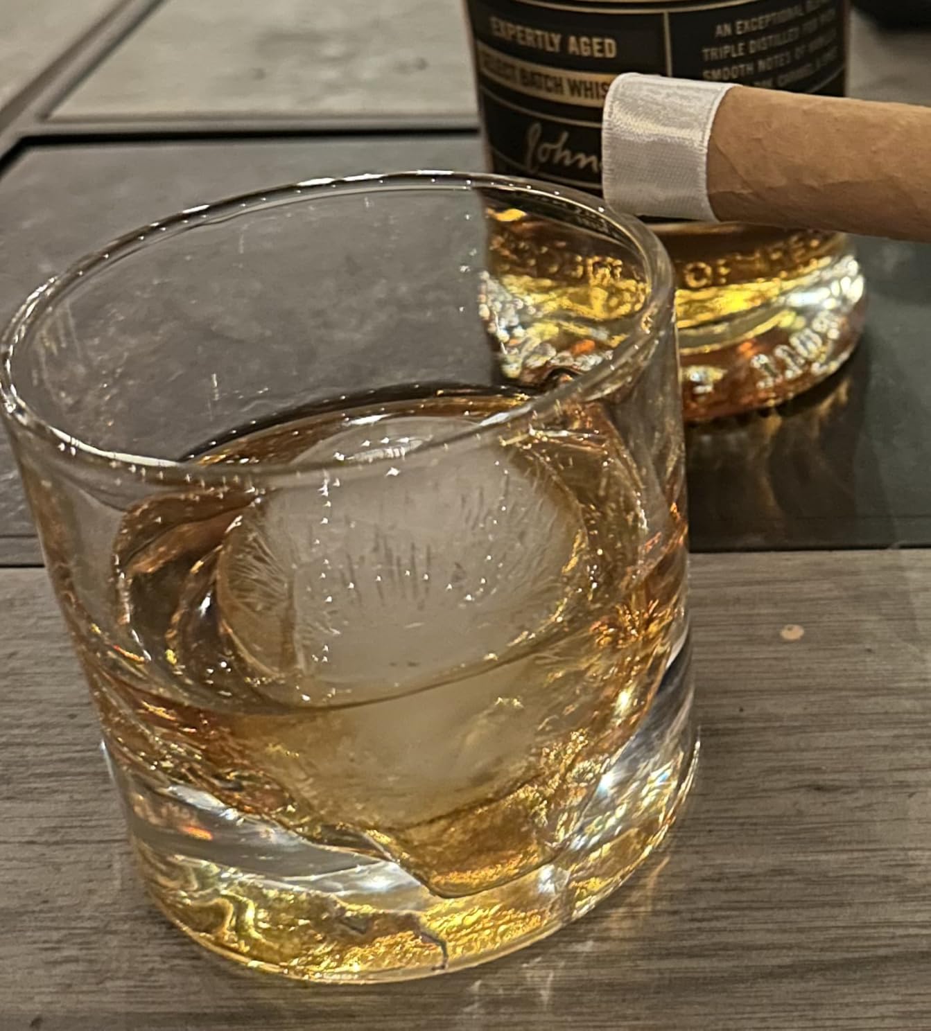 LIITON Grand Canyon Heavy Crystal Whiskey Glasses Gift Set of 2, Thick Freezable Bourbon Glass 1lb Each, Premium Whiskey Gifts for Men, Frozen Crystal Chills Cocktails, 10 oz customer photo 1
