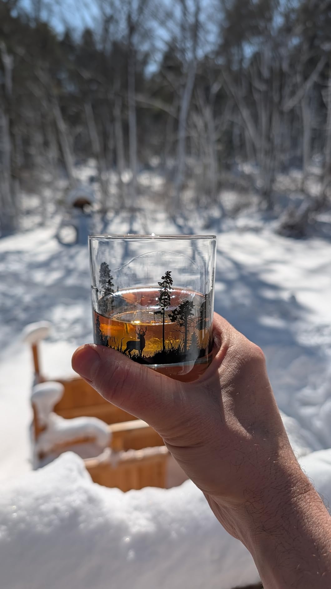 Black Lantern Whiskey Glasses Set of 2 - 11oz Heavy Base Old Fashioned Rocks Glass - Screen Printed Design with Gift Box (Forest & Clouds) customer photo 1
