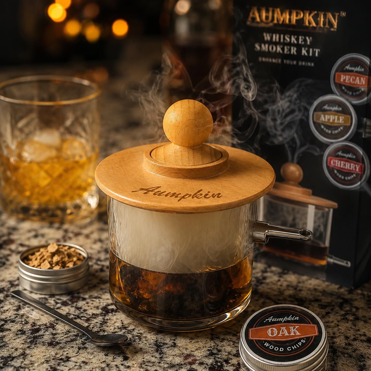 Cocktail Smoker Kit with Torch - 6 Flavors Wood Chips - Bourbon, Whiskey Smoker Infuser Kit, Old Fashioned Drink Smoker Kit, Birthday Bourbon Whiskey Gifts for Men, Dad, Husband (Without Butane) customer photo 1