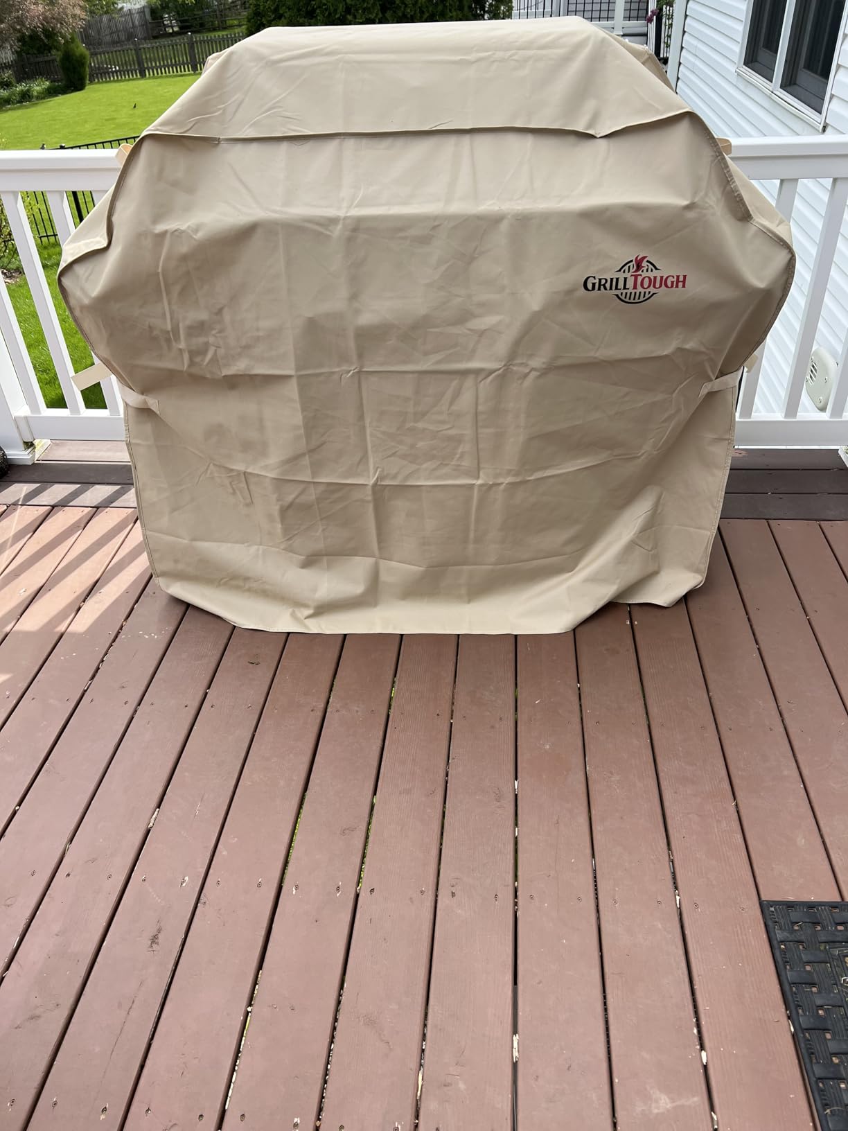 GrillTough Heavy Duty BBQ Grill Cover for Outdoor Grill, 58 Inch - Waterproof, Weather Resistant, UV & Fade Resistant with Adjustable Straps - Gas Grill Cover for Weber, Genesis, Charbroil, etc. Black customer photo 2