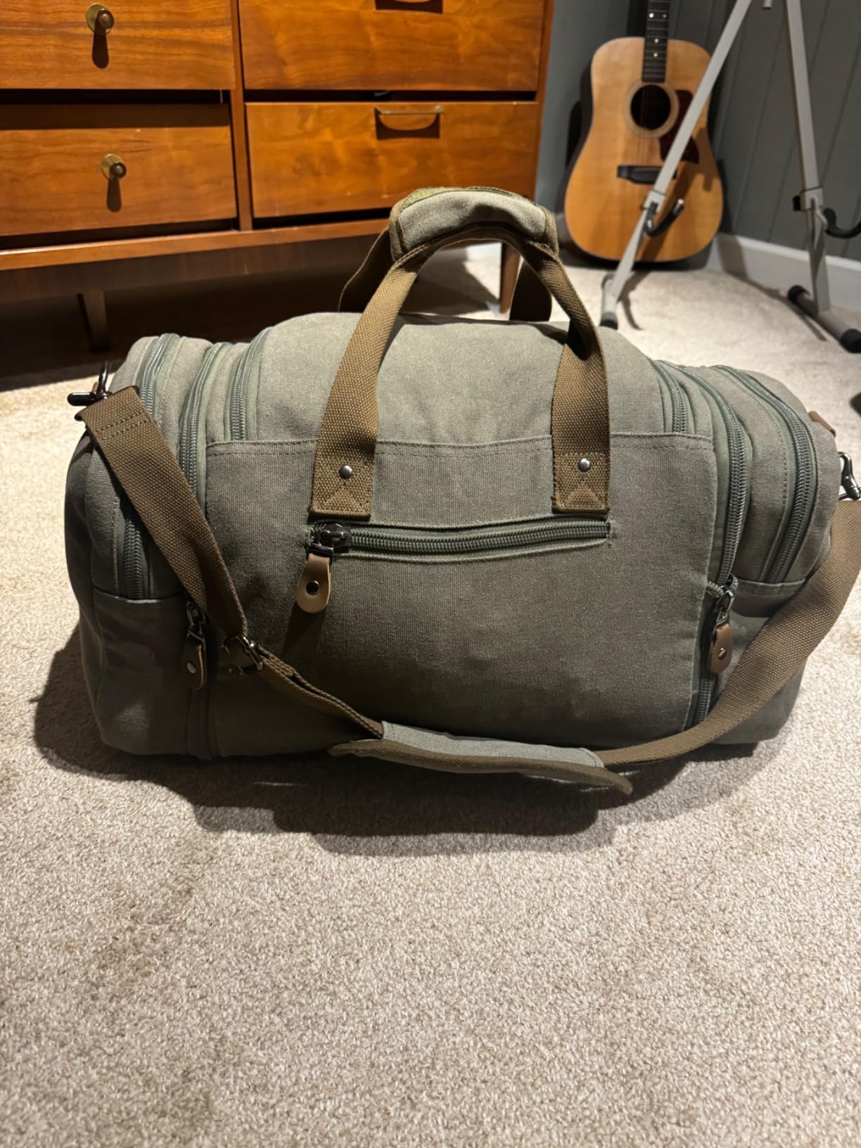 Gonex Canvas Duffle Bag for Travel 50L Expandable Duffel Weekend Overnight Bag men (Dark Gray) customer photo 2