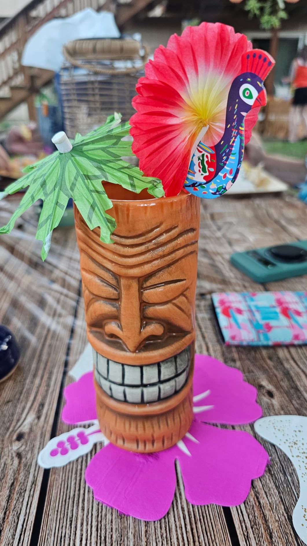 SuproBarware Tiki Mugs Set of 12 - Large Cocktail Tiki Glasses Hawaiian Party Cute Exotic Cocktail Glasses Hawaiian Ceramic Mug customer photo 1