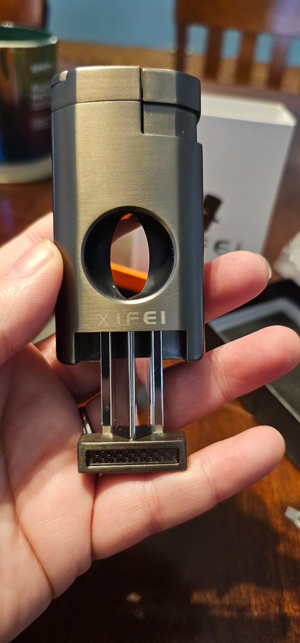 XIFEI Cigar Lighter, Triple Jet Flame Torch Lighter with Cigar Cutter V Cut, Cigar Accessories Cigar Holder, Windproof Refillable Butane Lighters for Smoking with Gift Box customer photo 2