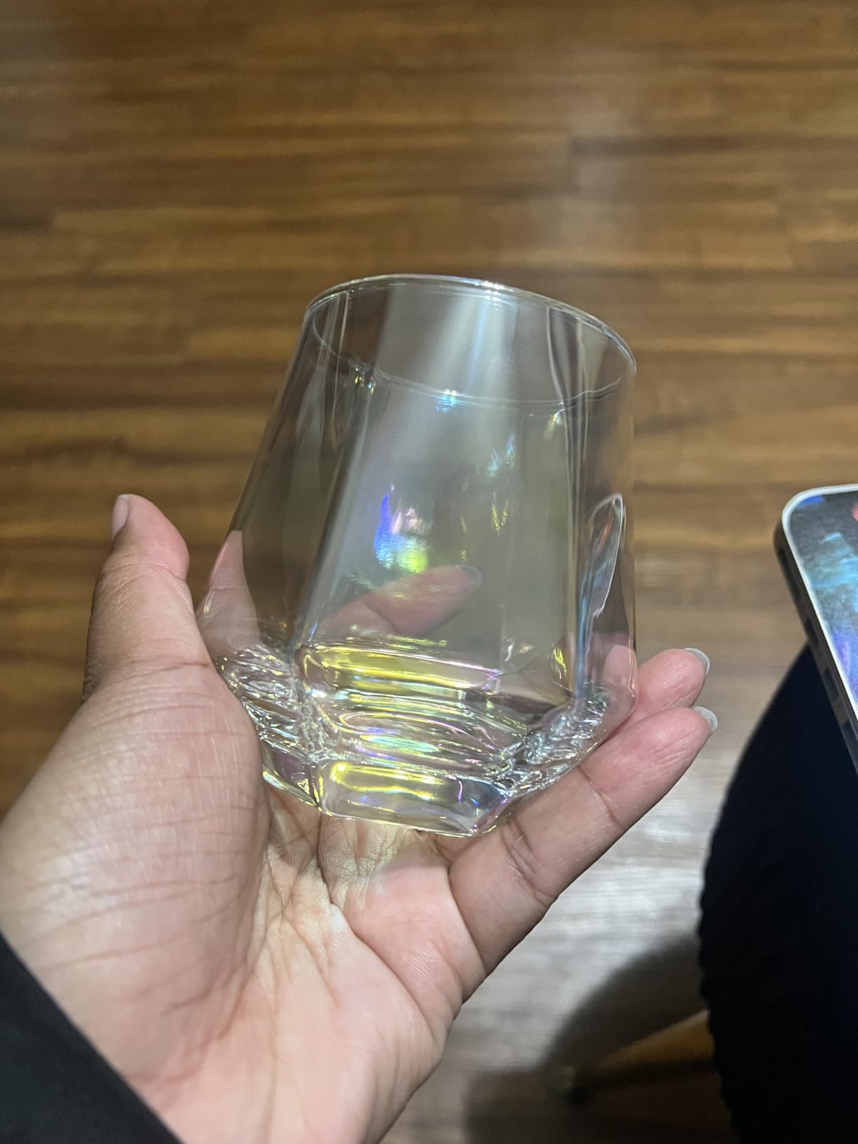 Wine Glasses Set of 2, Diamond Stemless Wine Glasses - Iridescent Glassware customer photo 2