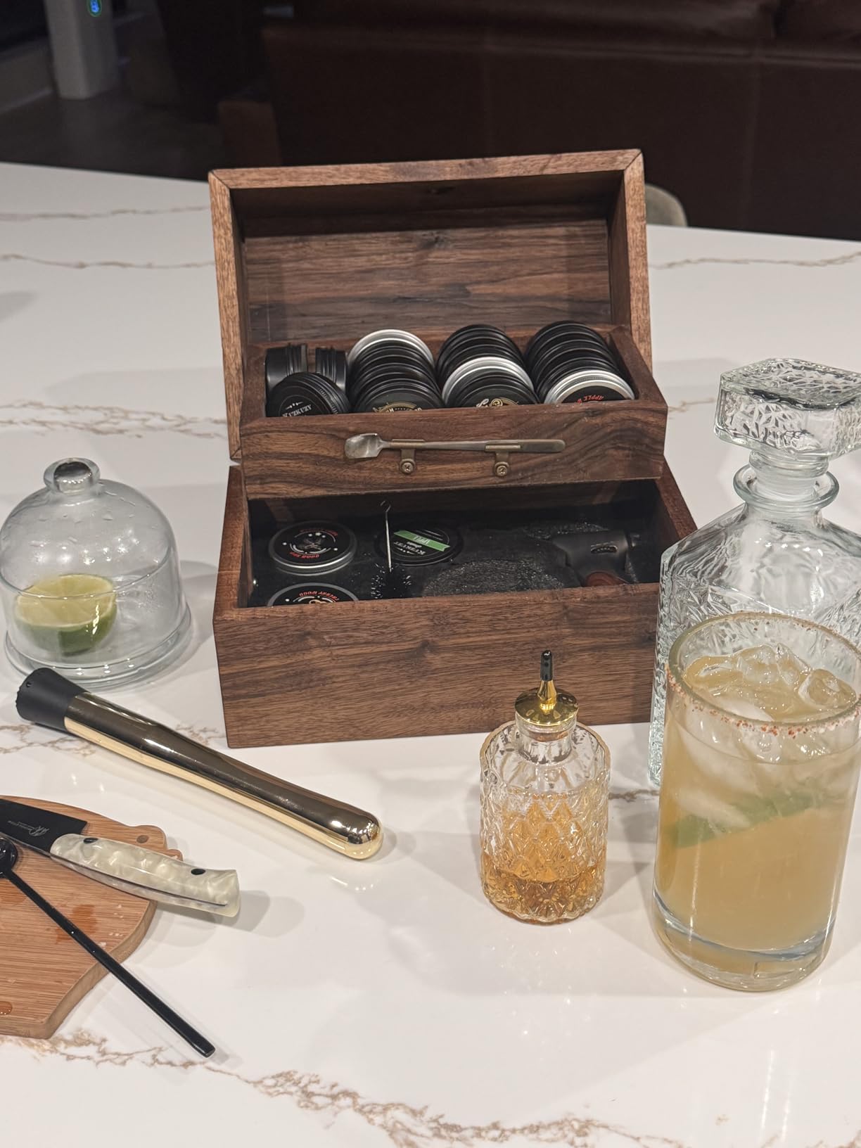 Homestia Black Skull Cocktail Muddler Set, Stainless Steel Bartender Tool Kit with Skull Muddler, Bar Spoon & Pick, Halloween Gothic Barware Gift Box & Cocktail Guide Set of 4 customer photo 1