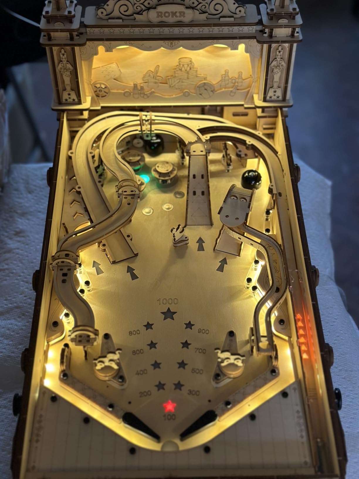 ROKR Miniature Pinball Machine - 3D Wooden Puzzles for Adults - DIY Wood Model Kits for Adults - Toy Gifts for Ages 14 and Up customer photo 2