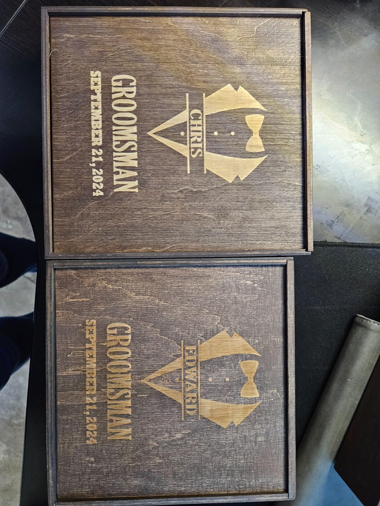Personalized Wooden Groomsmen Gift Boxes for Presents - Wood Box with Hinged Lid - Custom Cigar Box for Father's Day Bride Gifts - Best Man Proposal Box for Gifts customer photo 1