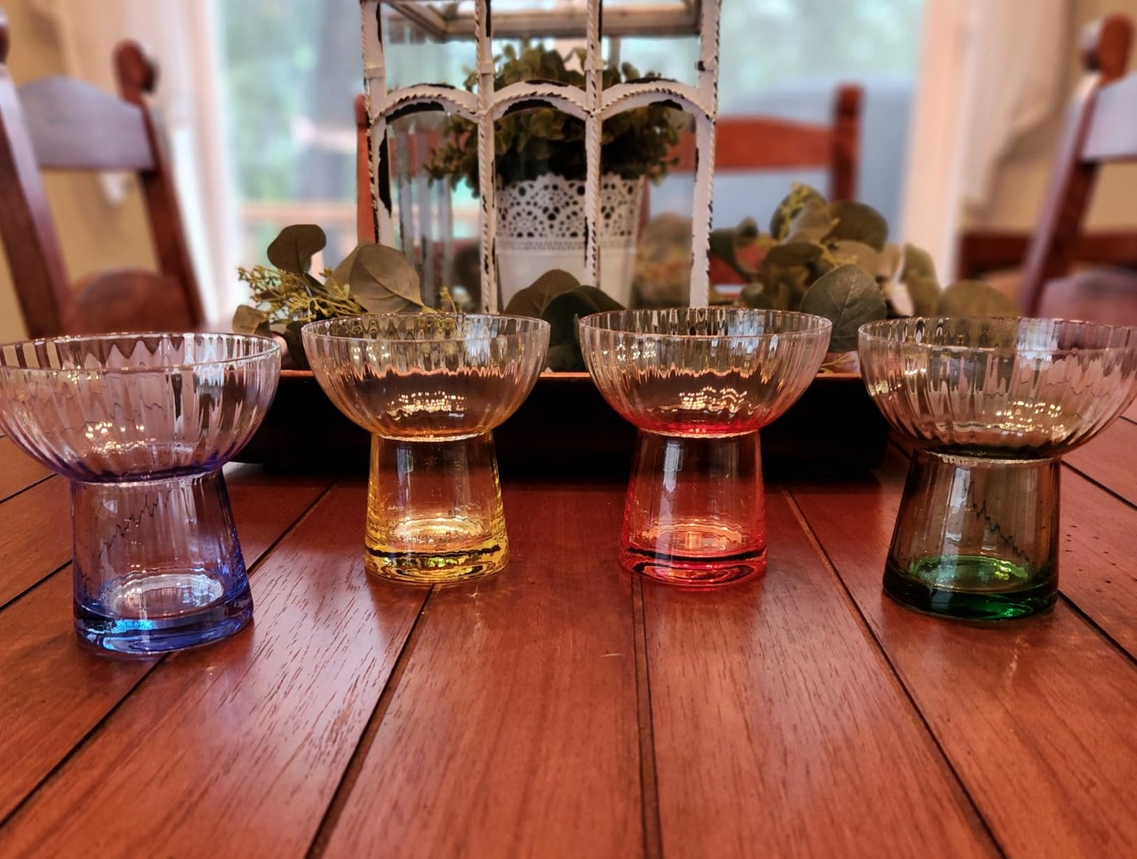 ColoVie Stemless Margarita Glasses Set of 4 - 13oz Ribbed Colored Glassware - Premium Hand-Blown Lead-Free Crystal - Aesthetic Rippled Cocktail Cups for Party, Cinco de Mayo, Home Bar - Gift Box customer photo 2