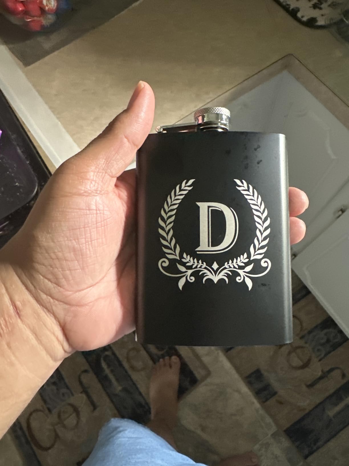 ELEGANTPARK Hip Flasks for Liquor for Men with Initials Monogrammed Gifts for Men Birthday Personalized Gifts for Him Groomsmen Dad Engraved Hip Flask with Funnel 8 OZ Letter J customer photo 1