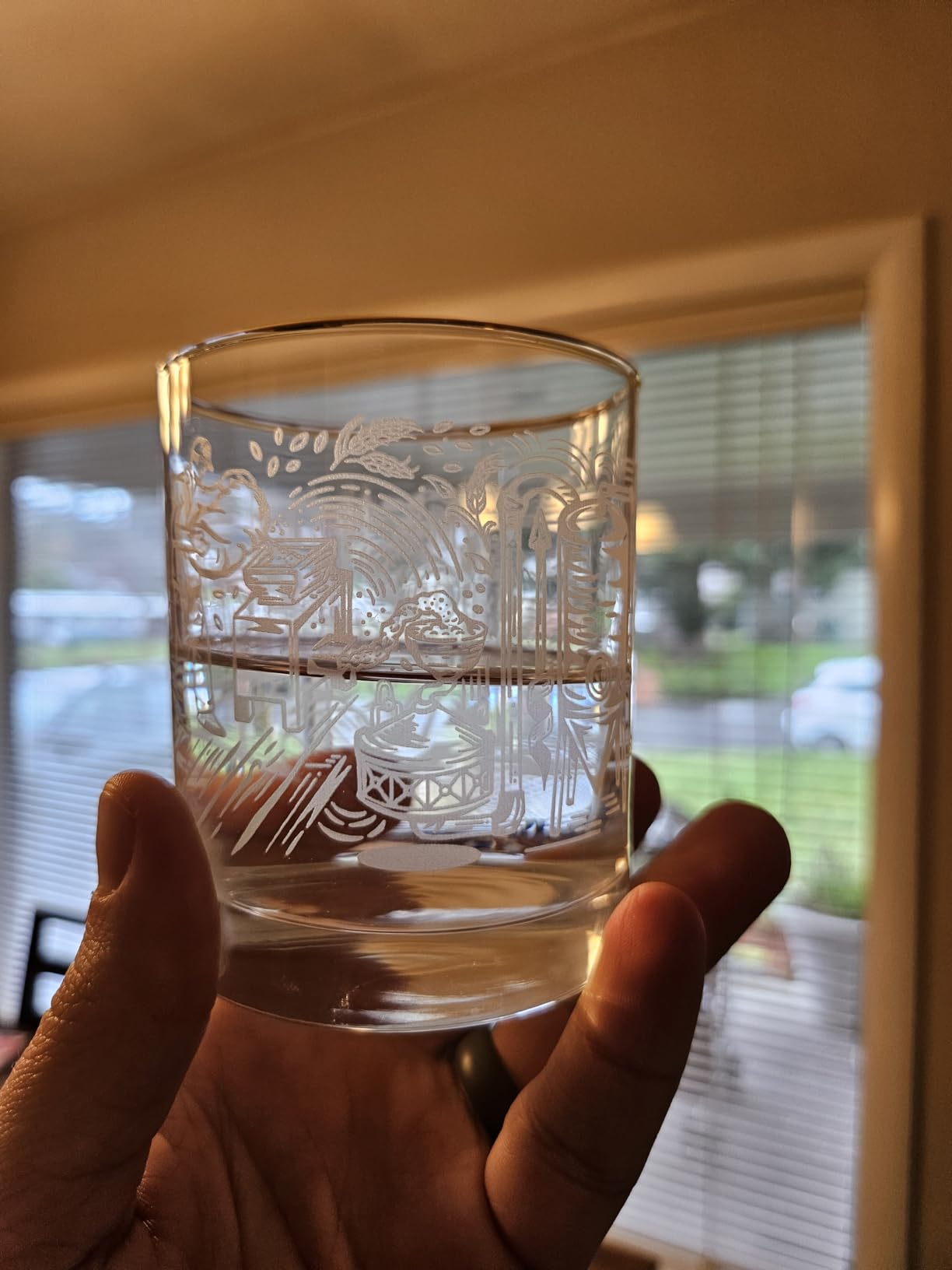 AWAZ Whiskey Glasses - Set of 2, Engraved with Whiskey-Making Process, 24k Gold Rim - 11oz Scotch, Bourbon Lovers Glass - Best Gift - Men, Dad, Husband, Coworker - Holiday, Birthday, Retirement customer photo 1