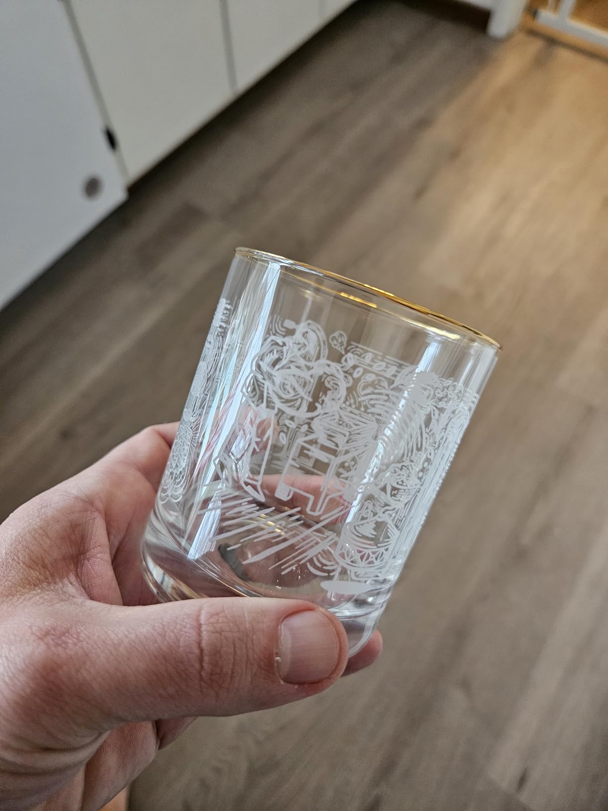 AWAZ Whiskey Glasses - Set of 2, Engraved with Whiskey-Making Process, 24k Gold Rim - 11oz Scotch, Bourbon Lovers Glass - Best Gift - Men, Dad, Husband, Coworker - Holiday, Birthday, Retirement customer photo 2