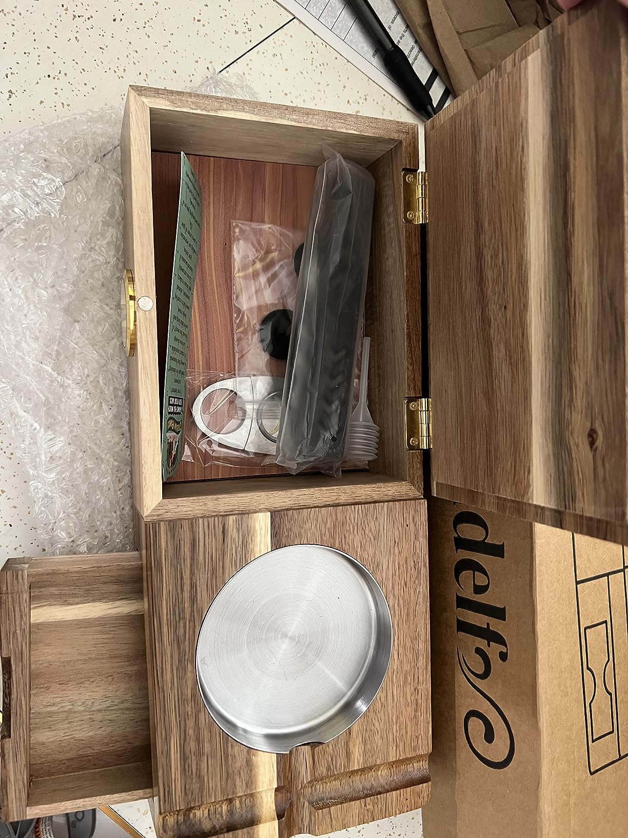 Joyoldelf Cigar Humidor Set with Ashtray - Wooden Cigar Box with Hygrometer, Humidifier & Cutter Drawer, Spanish Cedar Lining - Gift Set for Office Home Men customer photo 2