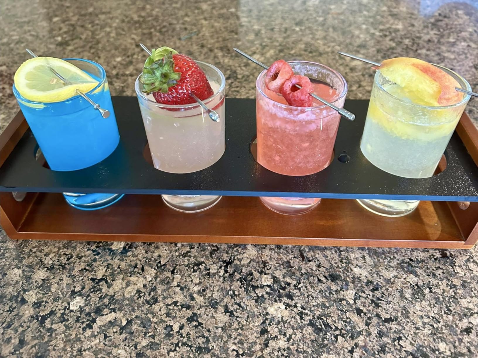 Ksestor Flight Board with Glasses - Drink Flight Board for Bartesian Capsules - Mimosa Serving Board with Glasses - Bartender Accessories - Hosting Essentials customer photo 2