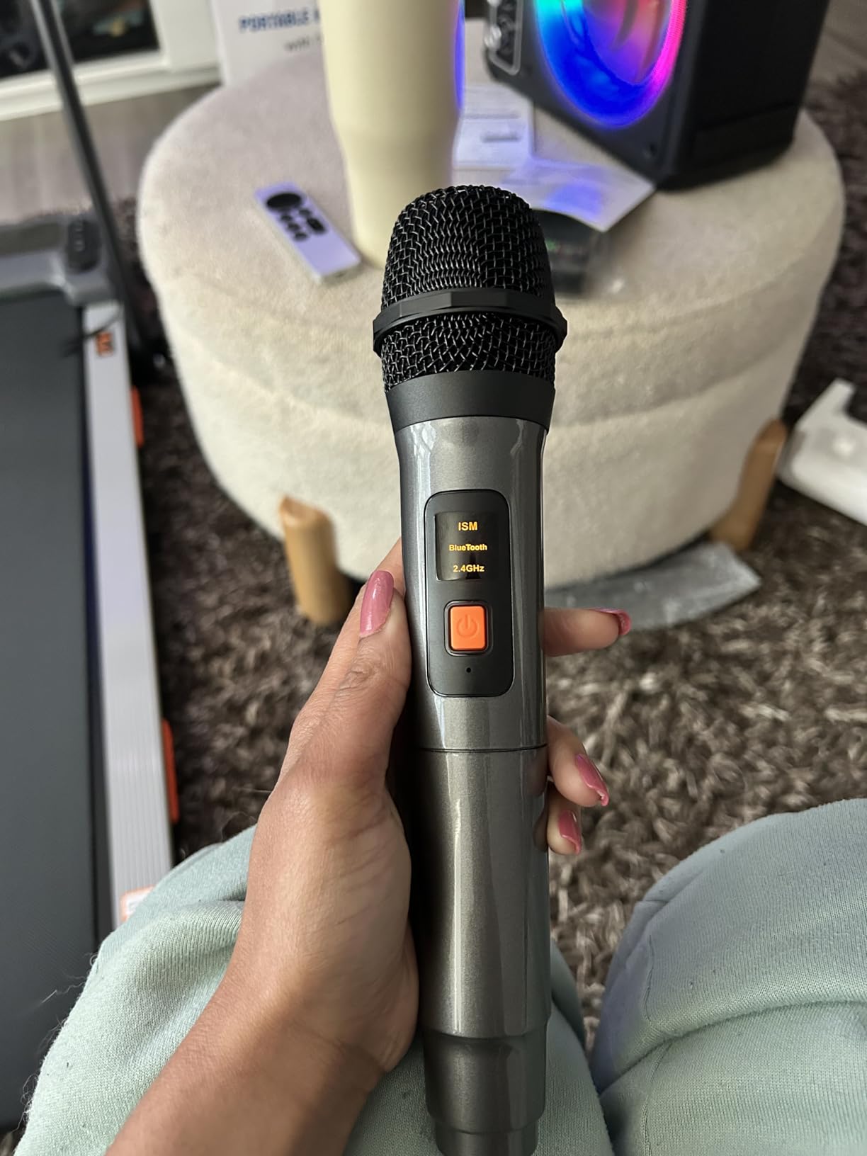 VOSOCO Karaoke Machine with 2 Wireless Microphones, Portable Bluetooth Speaker for Adults Kids, PA Systems Support TWS Echo Adjust TF USB AUX for Home Party Outdoor Travel customer photo 1