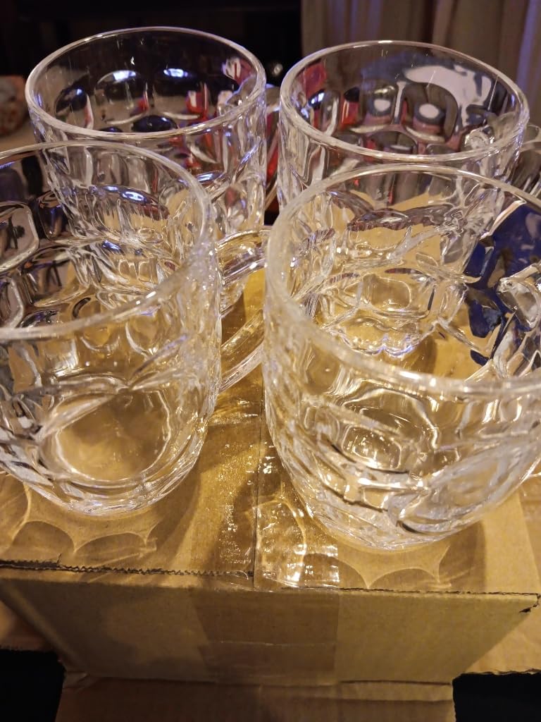 Dimple Stein Beer Mug Set, 20 oz Beer Glasses with Handle, Glass Beer Mugs, Dishwasher and Freezer Safe, Clear and Sturdy, Set of 4 customer photo 2