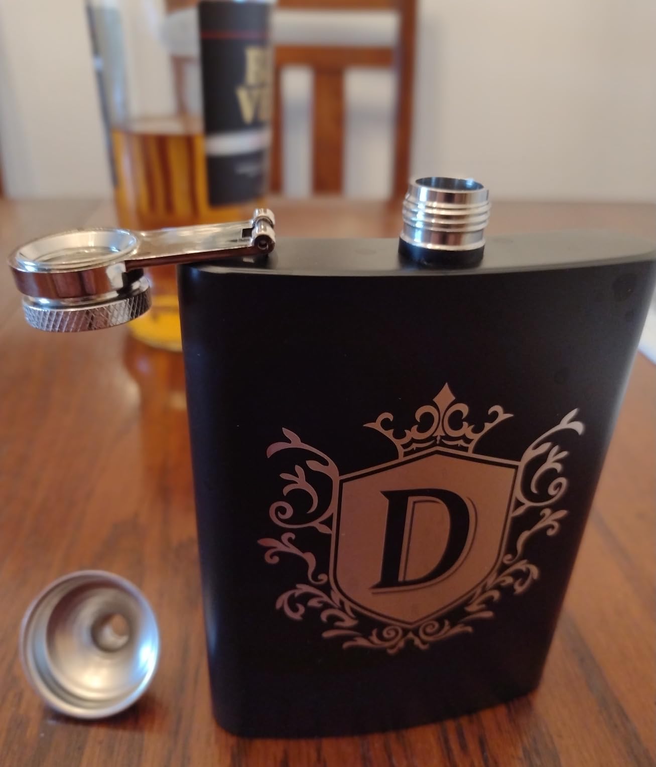 Hip Flask for Men Engraved Drinking Whiskey Flasks for Liquor 8 OZ Stainless Steel Black Initial Monogrammed Gifts Personalized Groomsmen Christmas Birthday Dad Gifts for Him Letter A customer photo 2