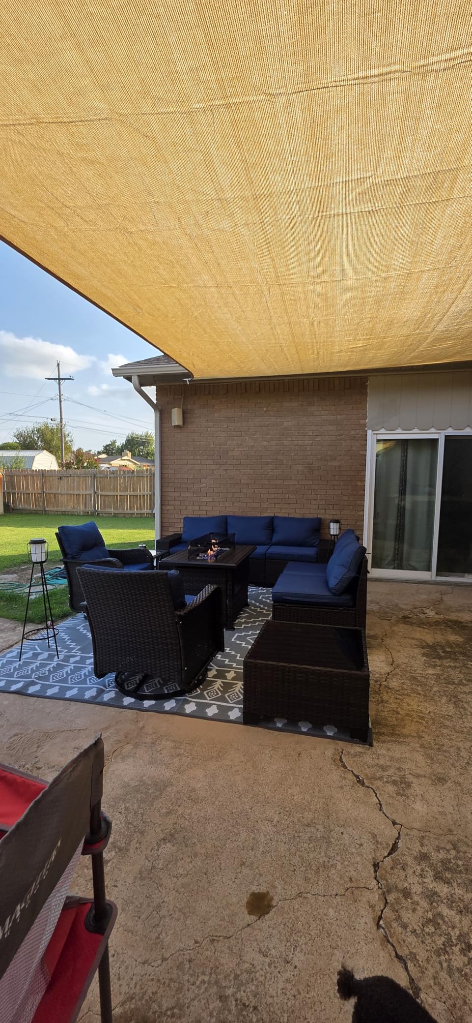 Outdoor Patio Furniture Set, 6 Pieces Outdoor Sectional Furniture High Backrest Patio Sofa, All-Weather PE Rattan Patio Conversation Set with Coffee Table & Cushions (Dark Blue) customer photo 2