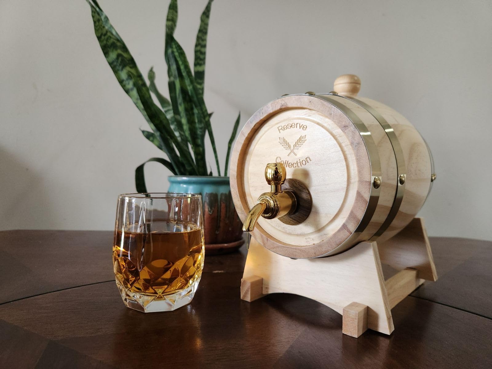 Foster & Rye Wooden Barrel for Whiskey, Whiskey Infusion Bourbon Barrel Moonshine Jug with Spigot, Liquor Dispenser Beverage Barrel - Holds 750mL Set of 1 customer photo 2