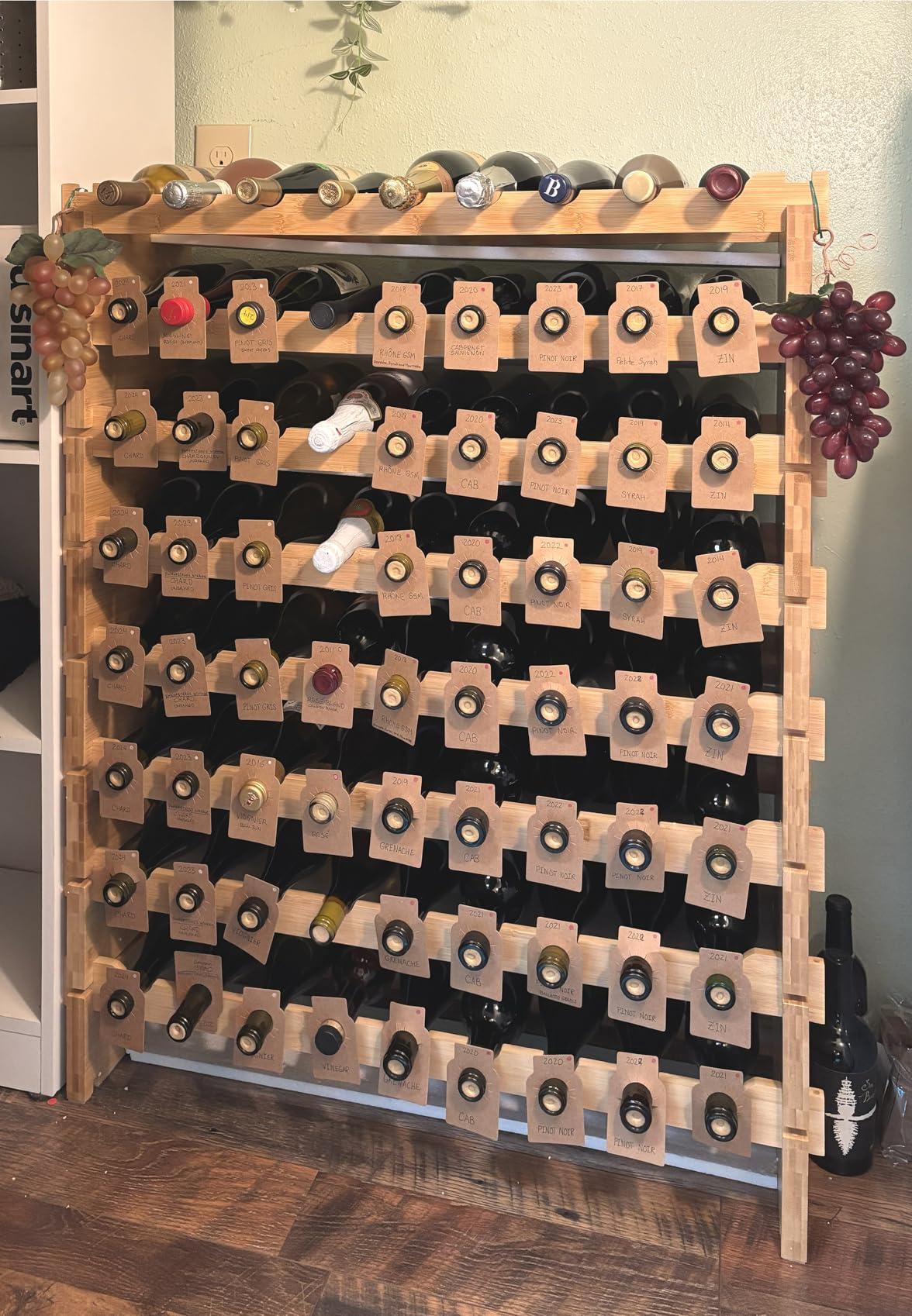 NutriChef 108 Bottle Wine Rack Stackable Bamboo Freestanding, 12 Tier Modular Shelf, Sturdy Wobble Free Upgraded 2026 Design, Easy No-Tool Assembly for Kitchen Cellar or Bar Storage customer photo 2