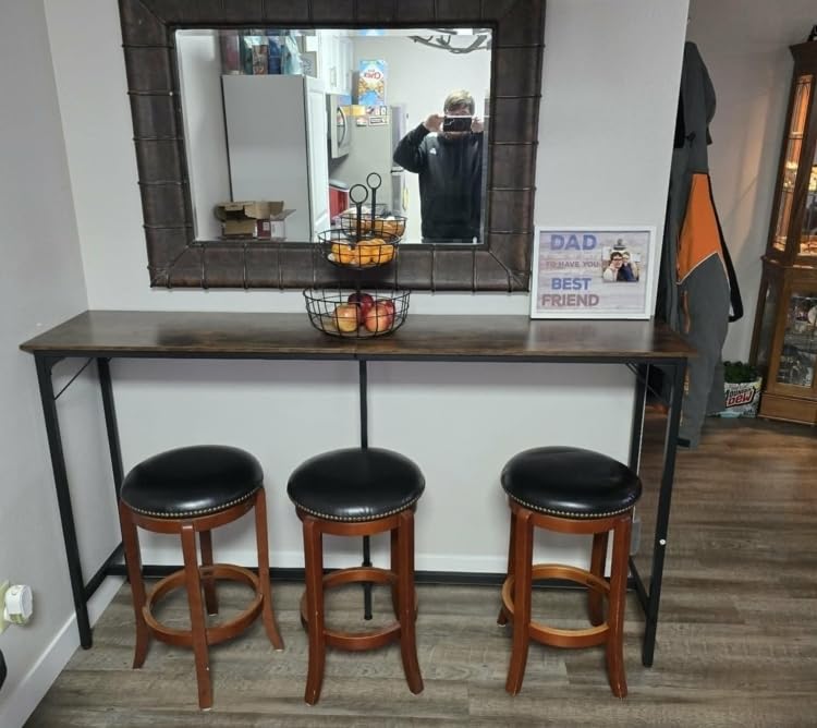 ODK 71 Inch Bar Table, Bar Height Pub Table, Counter Height Bar Table, Rectangular High Top Kitchen & Dining Counter Tables, Rustic Brown customer photo 2