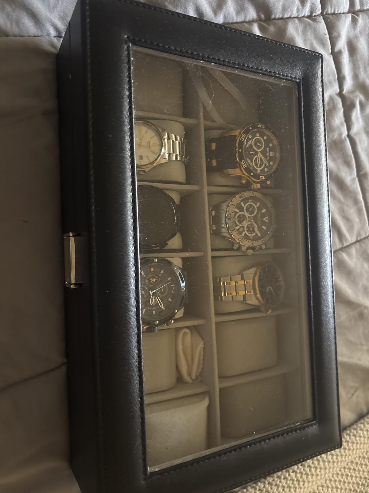 ProCase Watch Box Organizer, Fathers Day Gift for Dad, 12 Slot Watch Display Case With Glass Lid, Watch Storage Holder Mens Watch Case, Anniversary Birthday Gifts -12 Slot, Brown customer photo 1