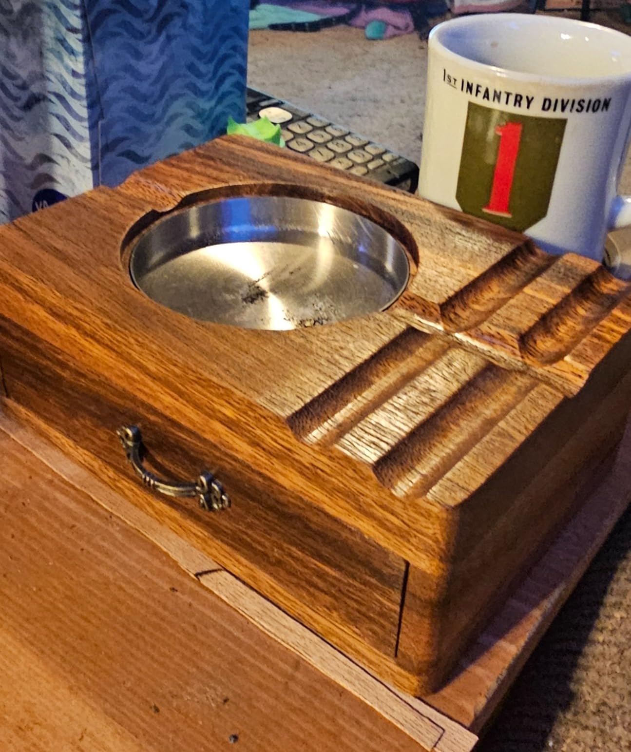 Joyoldelf Cigar Ashtray Wooden Box - Windproof Lid, Stainless Steel Removable Bowl, Cigar Holder & Drawer Organizer - Vintage Outdoor Ashtray Gift for Men, Patio, Porch, Home Bar customer photo 2