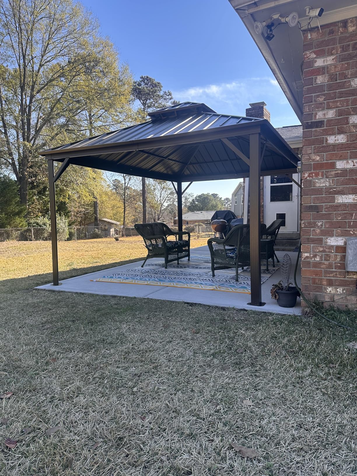 YOLENY 10' x 12' Hardtop Gazebo, Metal Gazebo with Aluminum Frame, Double Galvanized Steel Roof, Curtains and Netting Included, Pergolas for Patios, Garden, Parties, Lawns customer photo 1