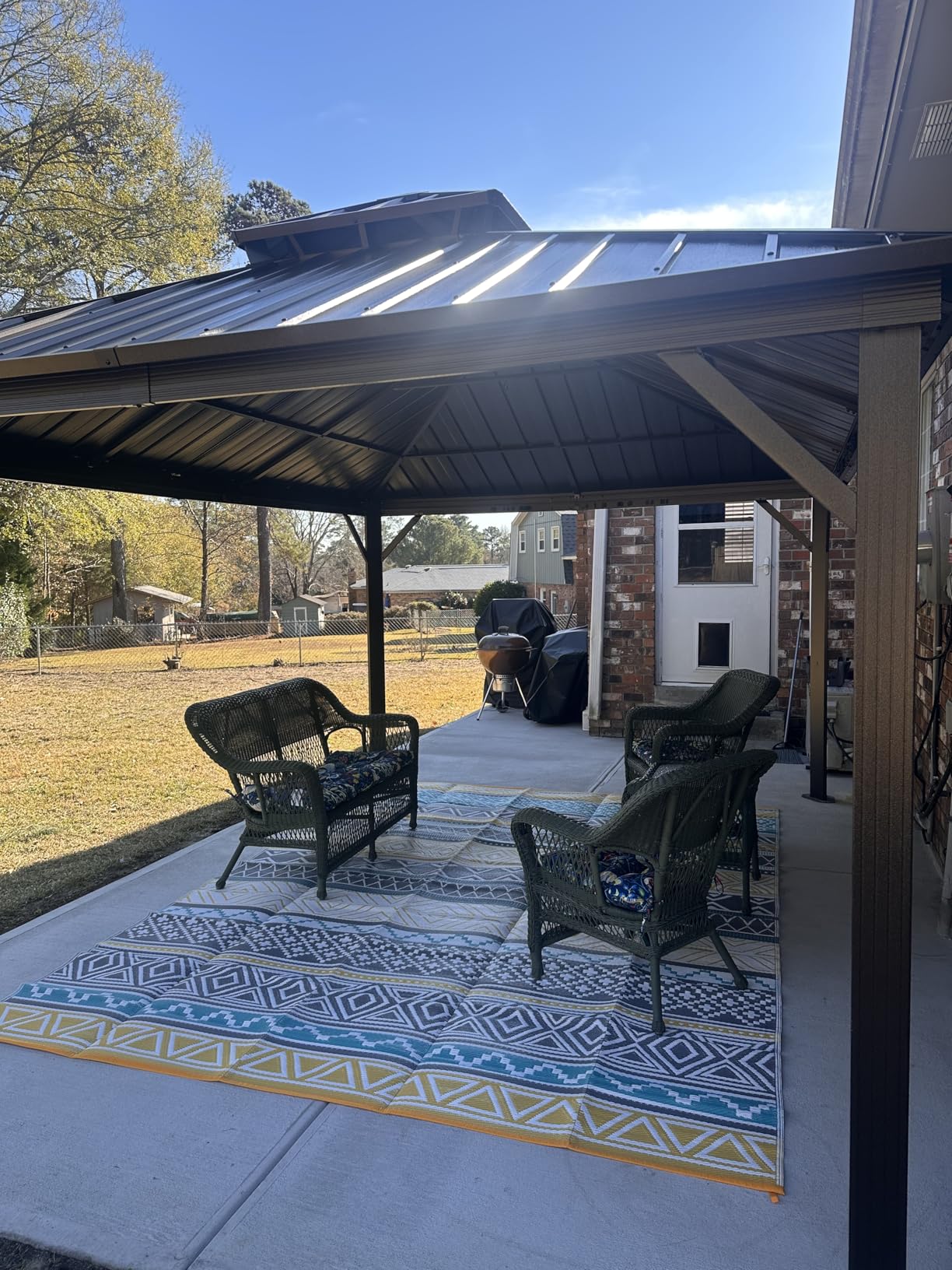 YOLENY 10' x 12' Hardtop Gazebo, Metal Gazebo with Aluminum Frame, Double Galvanized Steel Roof, Curtains and Netting Included, Pergolas for Patios, Garden, Parties, Lawns customer photo 2