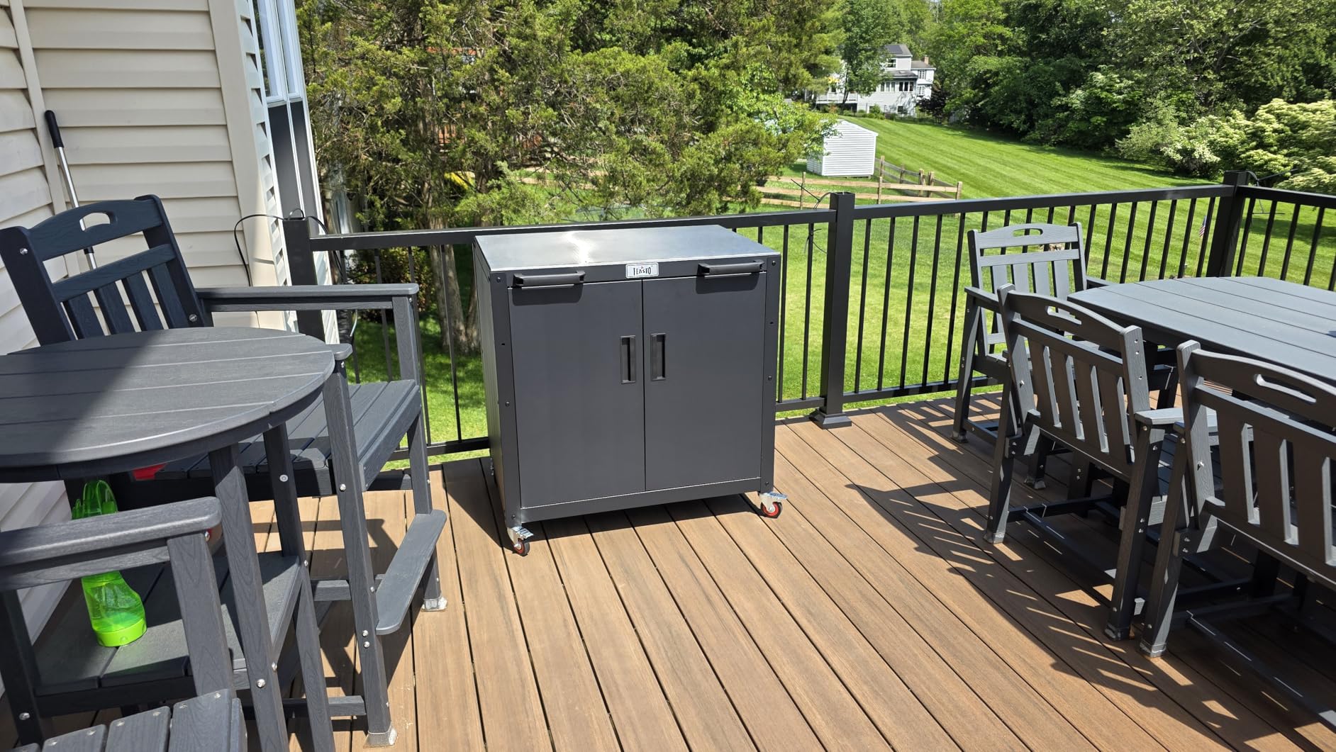 Feasto Outdoor Grill Cart with Storage Cabinet and Stainless Steel Top, 35-Inch Outdoor Grill Station with Door, Modular Kitchen Island for Food Prep and BBQ, Black & Silver customer photo 1