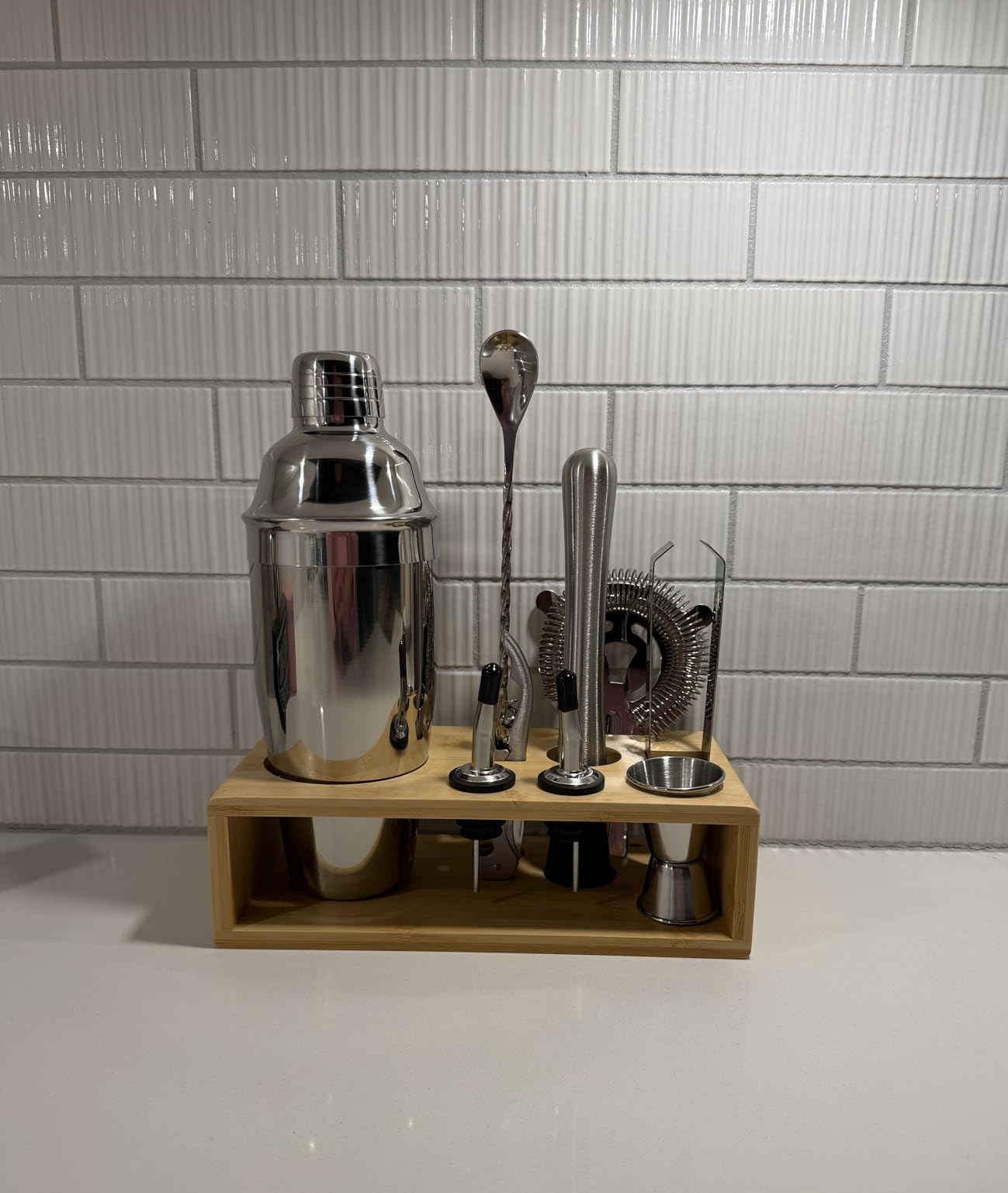 Rose Gold Cocktail Shaker Set, Premium 18/8 Stainless Steel Mixology Bartender Kit with Stylish Bamboo Stand 10-Piece Bar Tools & Accessories for Home Decor - Gift for Women, Mom, Wedding customer photo 1