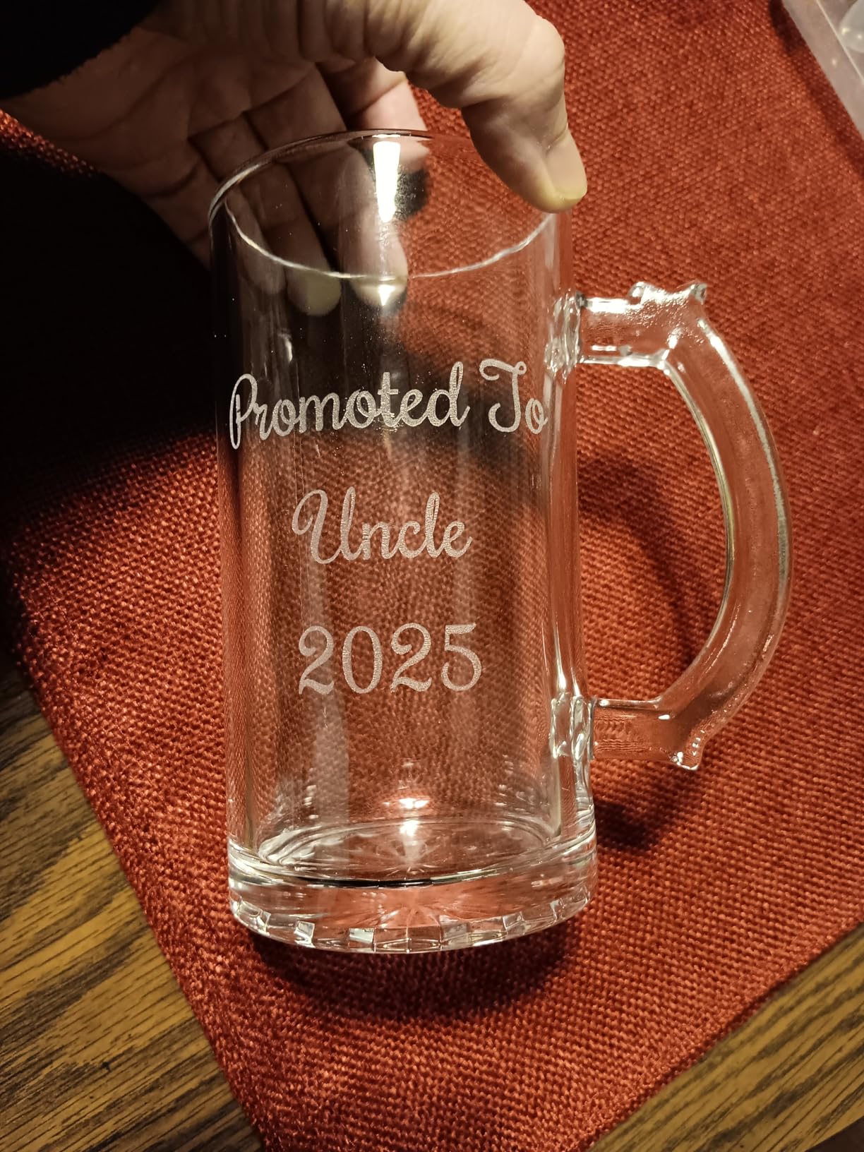 Personalized 16 oz Beer Mug Custom Font Engraved Glass with Your Text - Unique Gift for Dad, Husband, Birthday, Wedding, Anniversary, or Father's Day customer photo 1