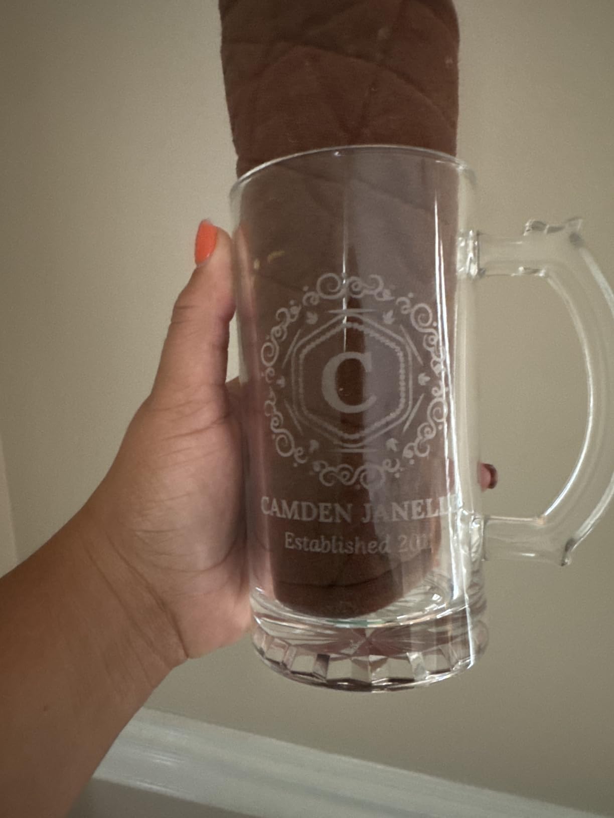 Personalized 16 oz Beer Mug Custom Font Engraved Glass with Your Text - Unique Gift for Dad, Husband, Birthday, Wedding, Anniversary, or Father's Day customer photo 2