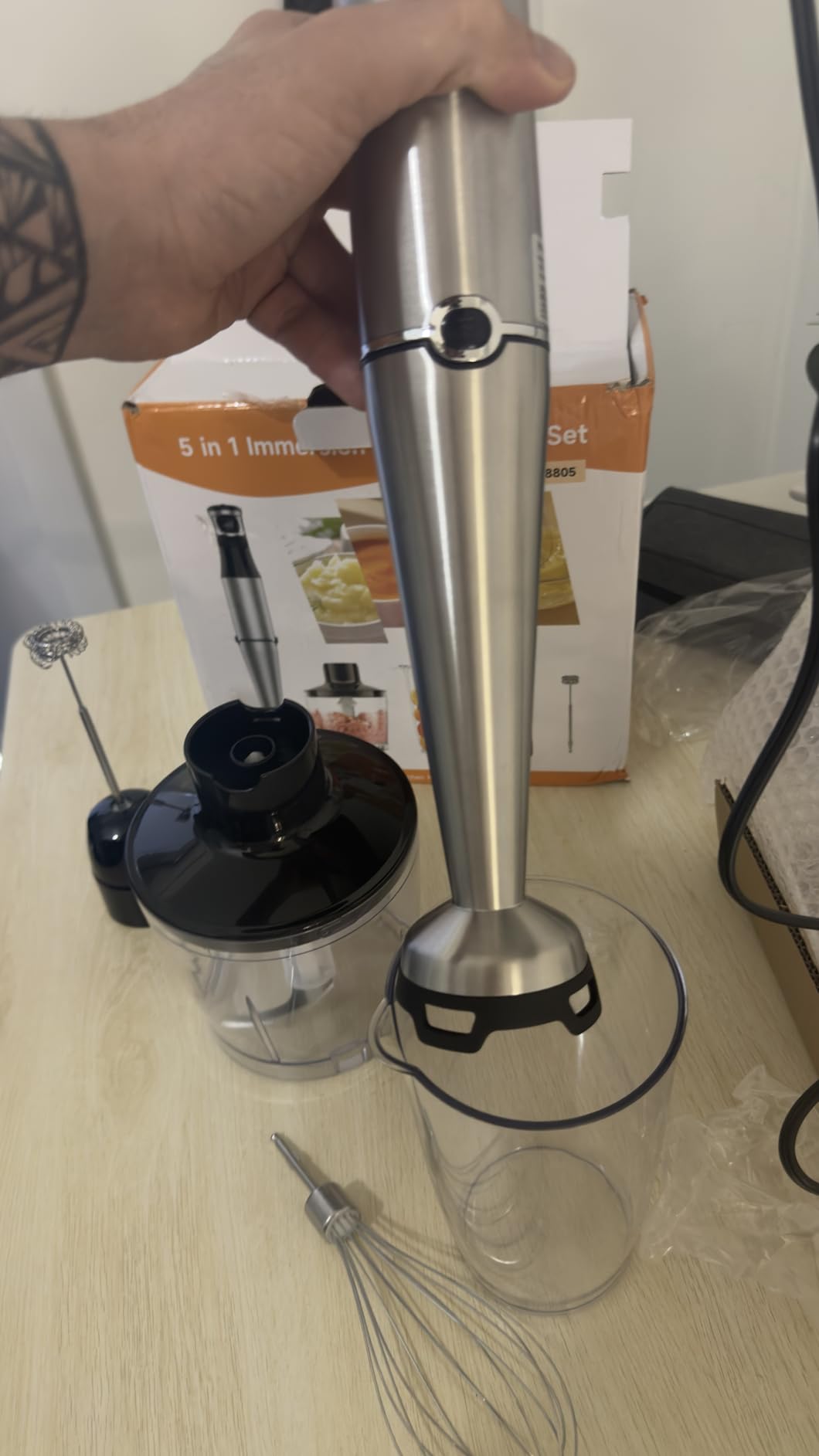 Turelar Immersion Blender Handheld Corded 5 in 1 Stick Emulsifier Set 1100W, Trigger Variable Speed with Chopper, Whisk and Frother, Black customer photo 1