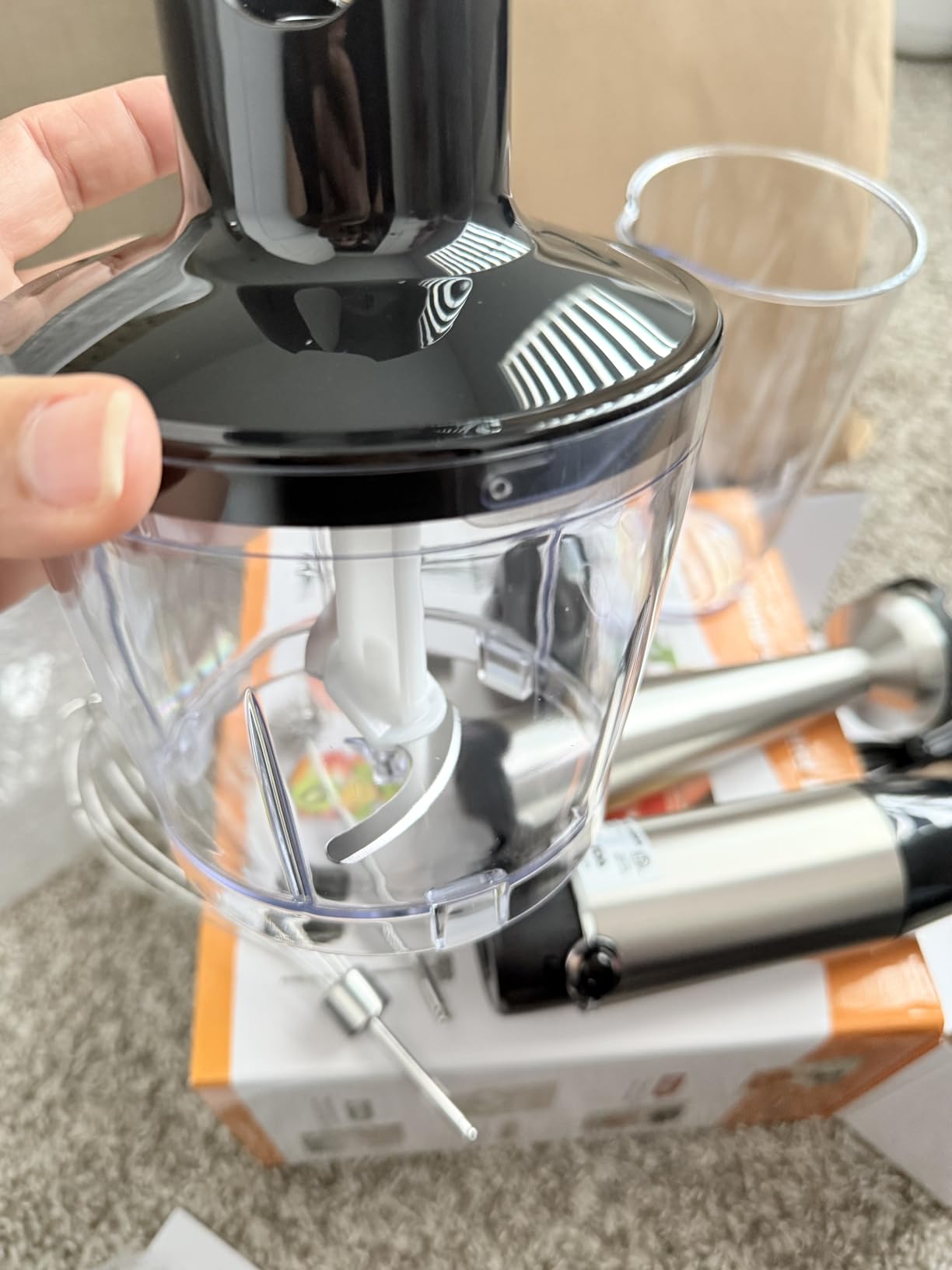 Turelar Immersion Blender Handheld Corded 5 in 1 Stick Emulsifier Set 1100W, Trigger Variable Speed with Chopper, Whisk and Frother, Black customer photo 2