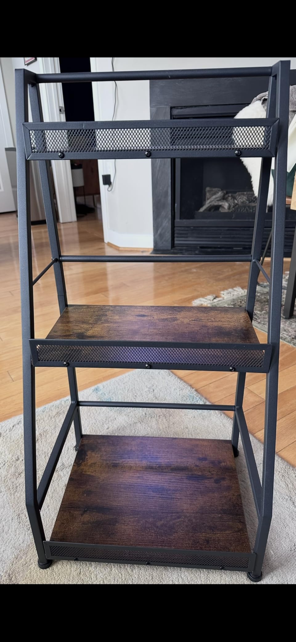 3-Tier Liquor Stand for Home Bar, Stepped Wine Rack Freestanding Floor for Liquor Whiskey Wine, Versatile Corner Wine Bottle Display Stand with Fences, Vintage Brown, Safe Height for Kids & Pets customer photo 1